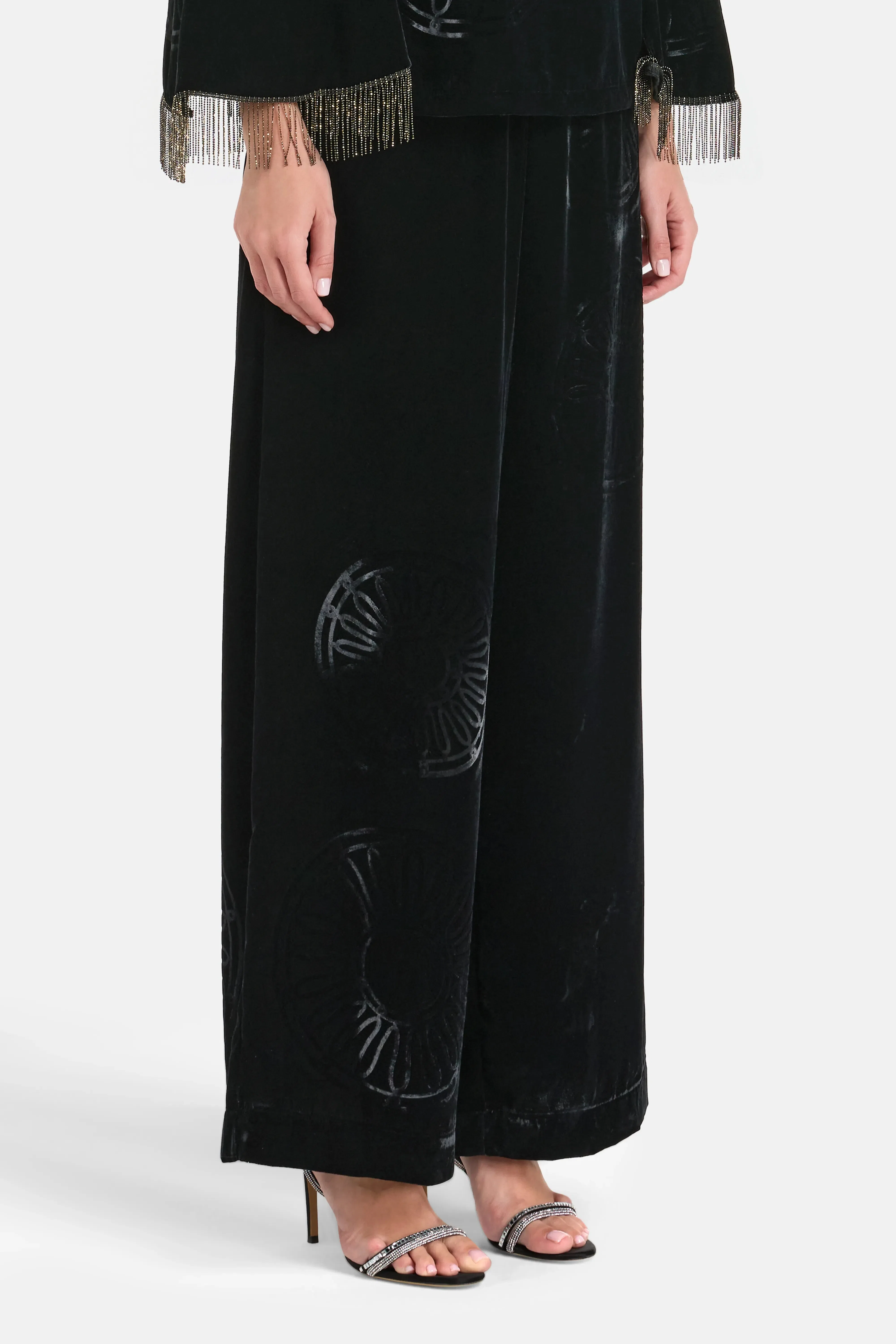 Themis Z Kyma Imposed Silk Velvet Blend Trousers in Black