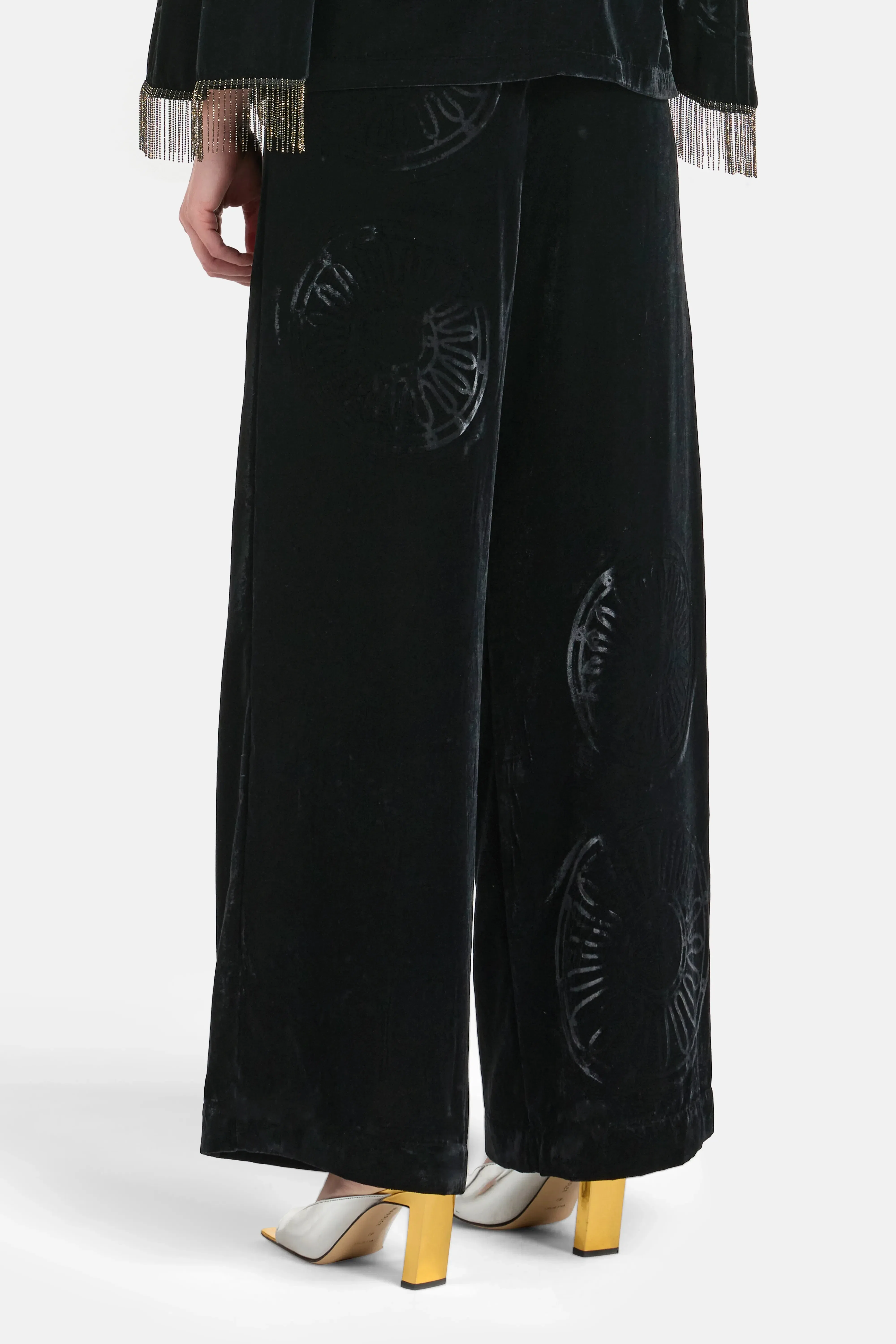 Themis Z Kyma Imposed Silk Velvet Blend Trousers in Black