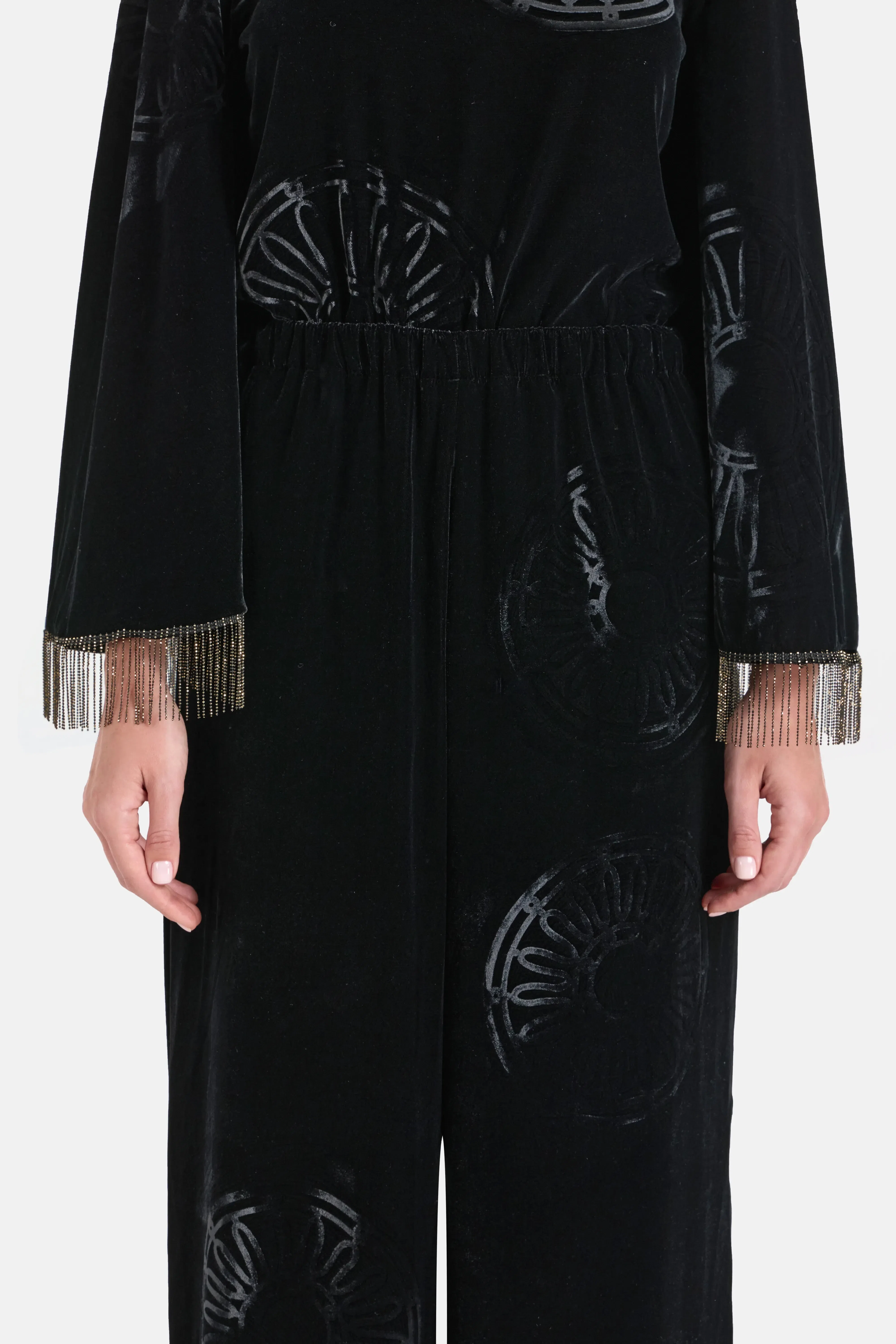 Themis Z Kyma Imposed Silk Velvet Blend Trousers in Black