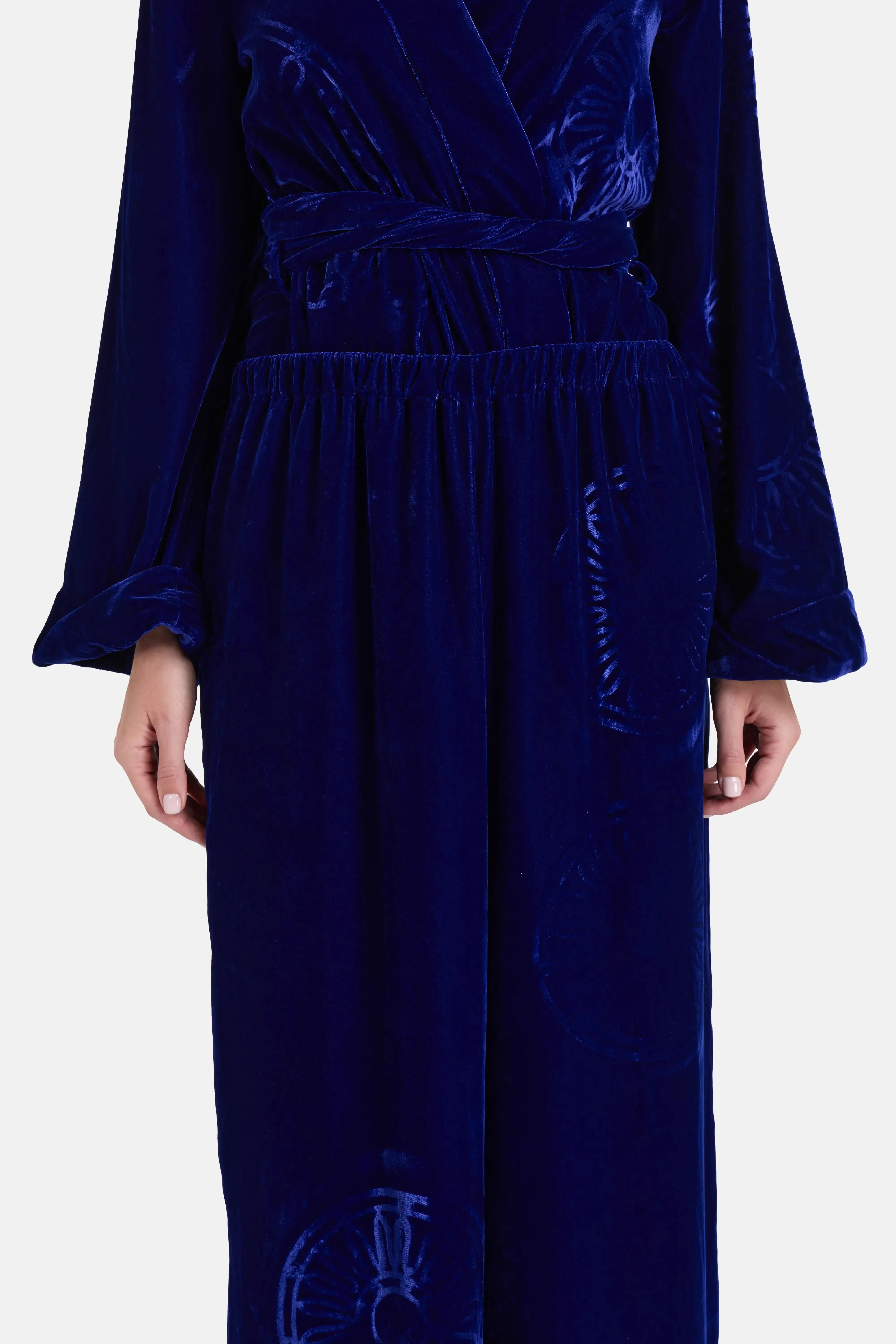 Themis Z Kyma Imposed Silk Velvet Blend Trousers in Blue