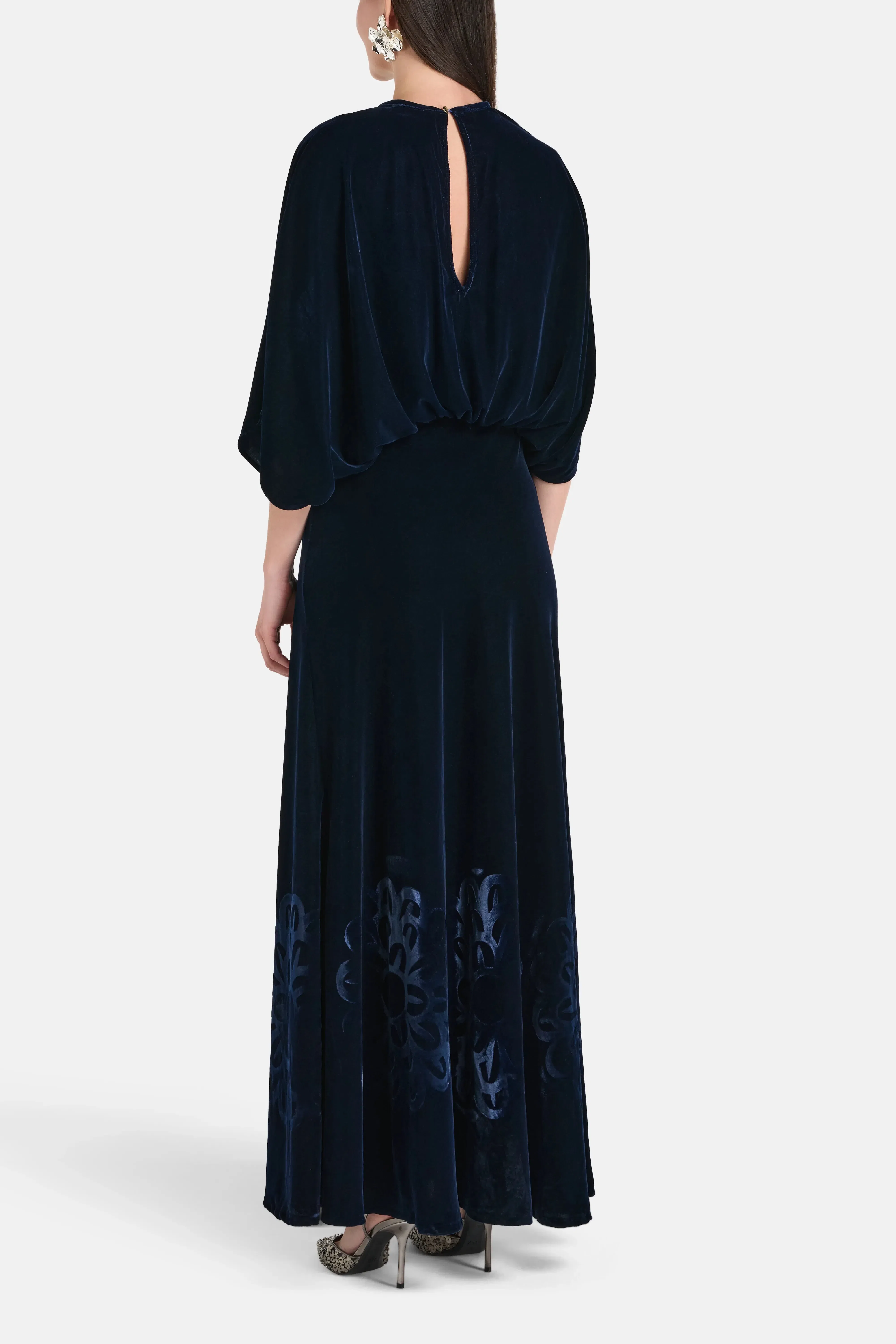 Themis Z Kyma Silk Velvet Blend Maxi Dress in Blue