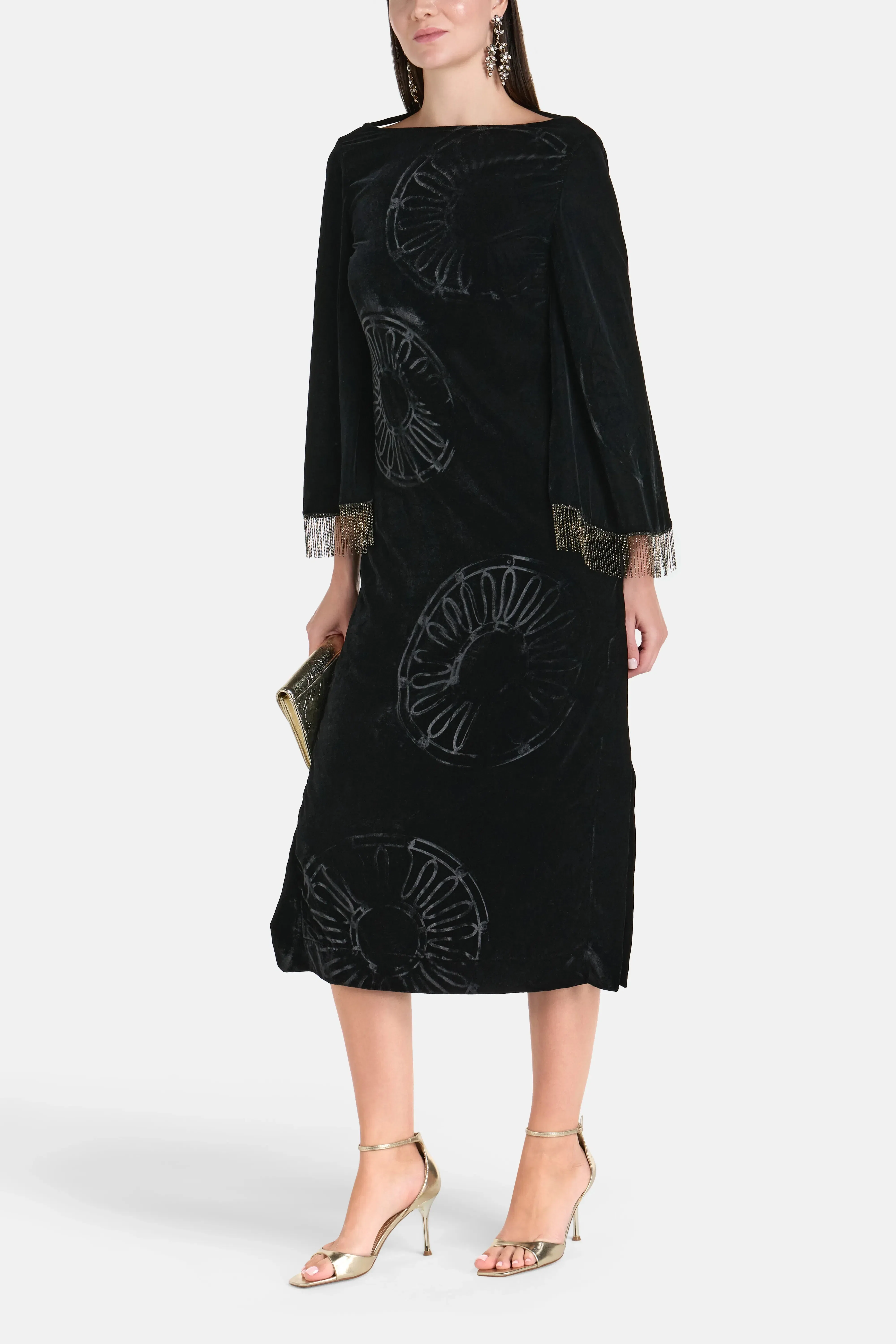 Themis Z Kyma Silk Velvet Blend Midi Dress in Black