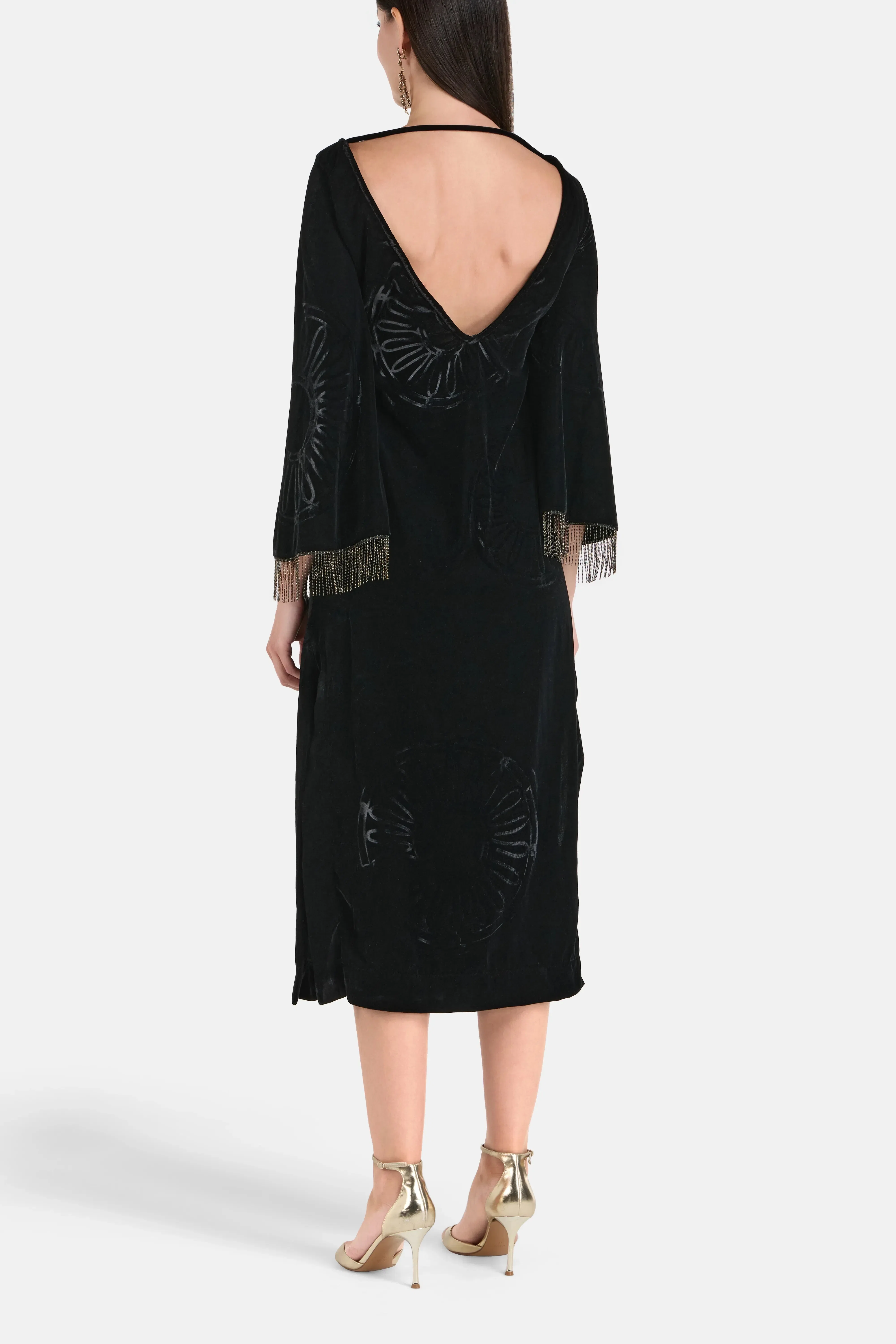 Themis Z Kyma Silk Velvet Blend Midi Dress in Black