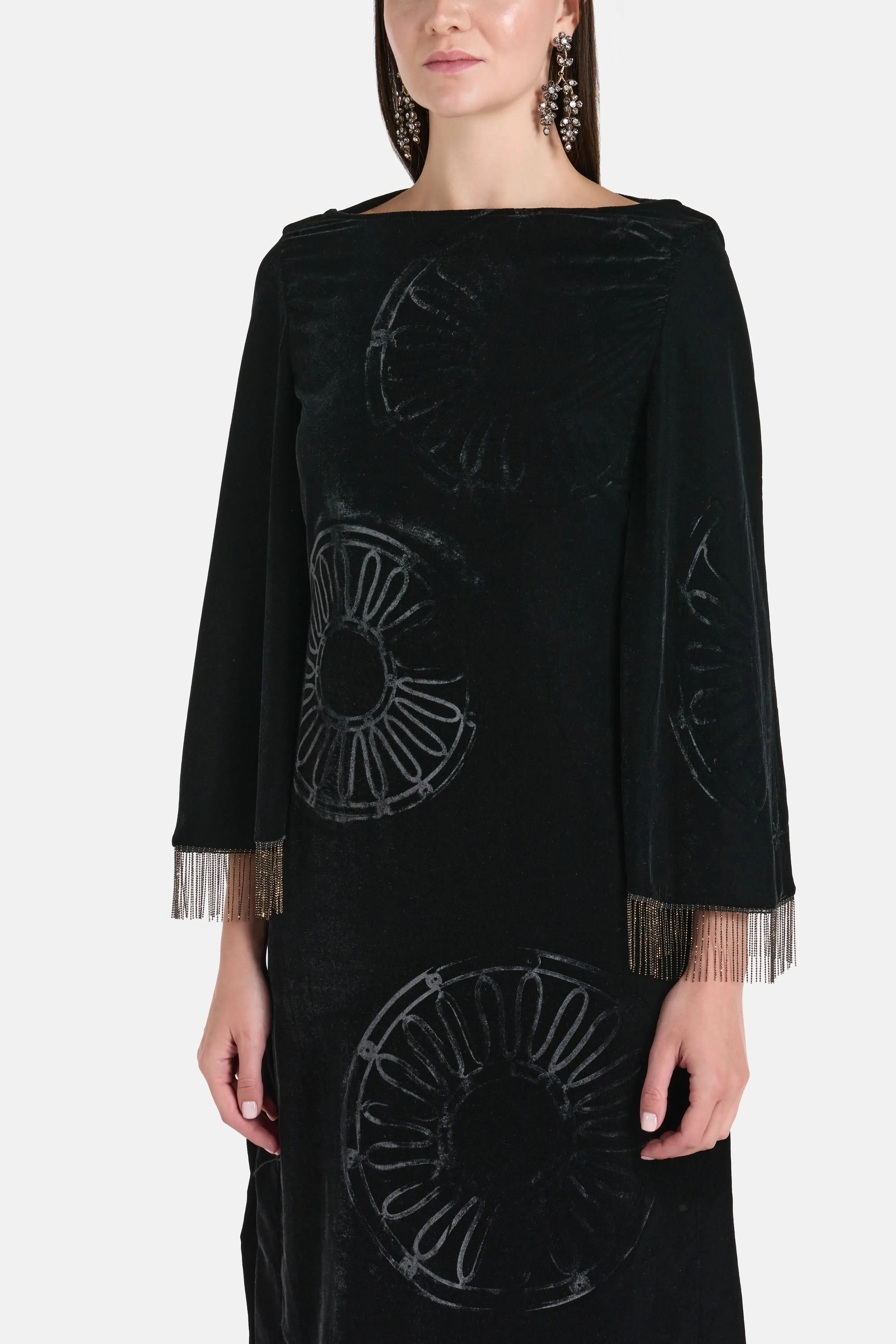 Themis Z Kyma Silk Velvet Blend Midi Dress in Black