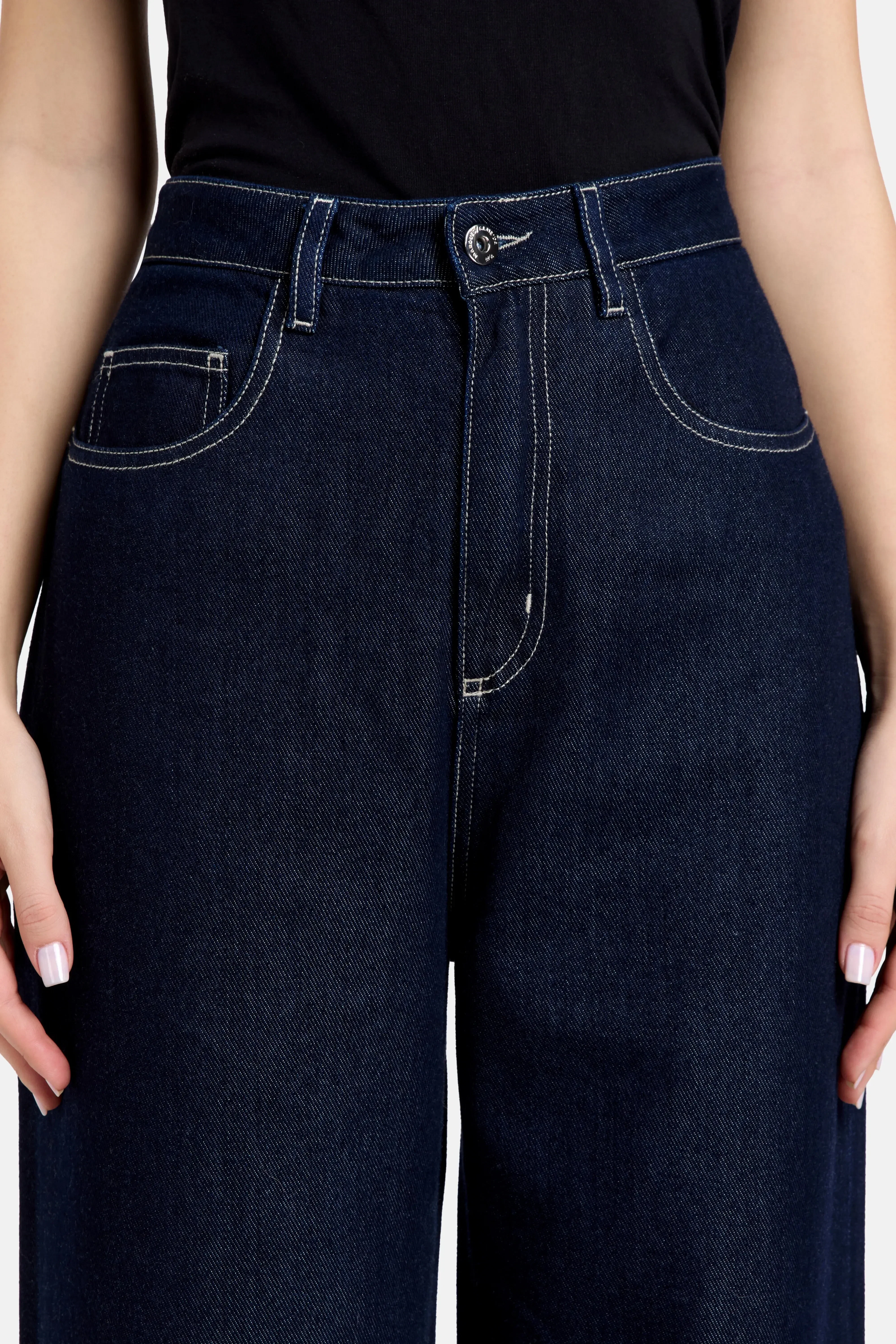 Marques'Almeida Indigo Floral Brocade Denim Cotton Wide Legged Jeans in Blue