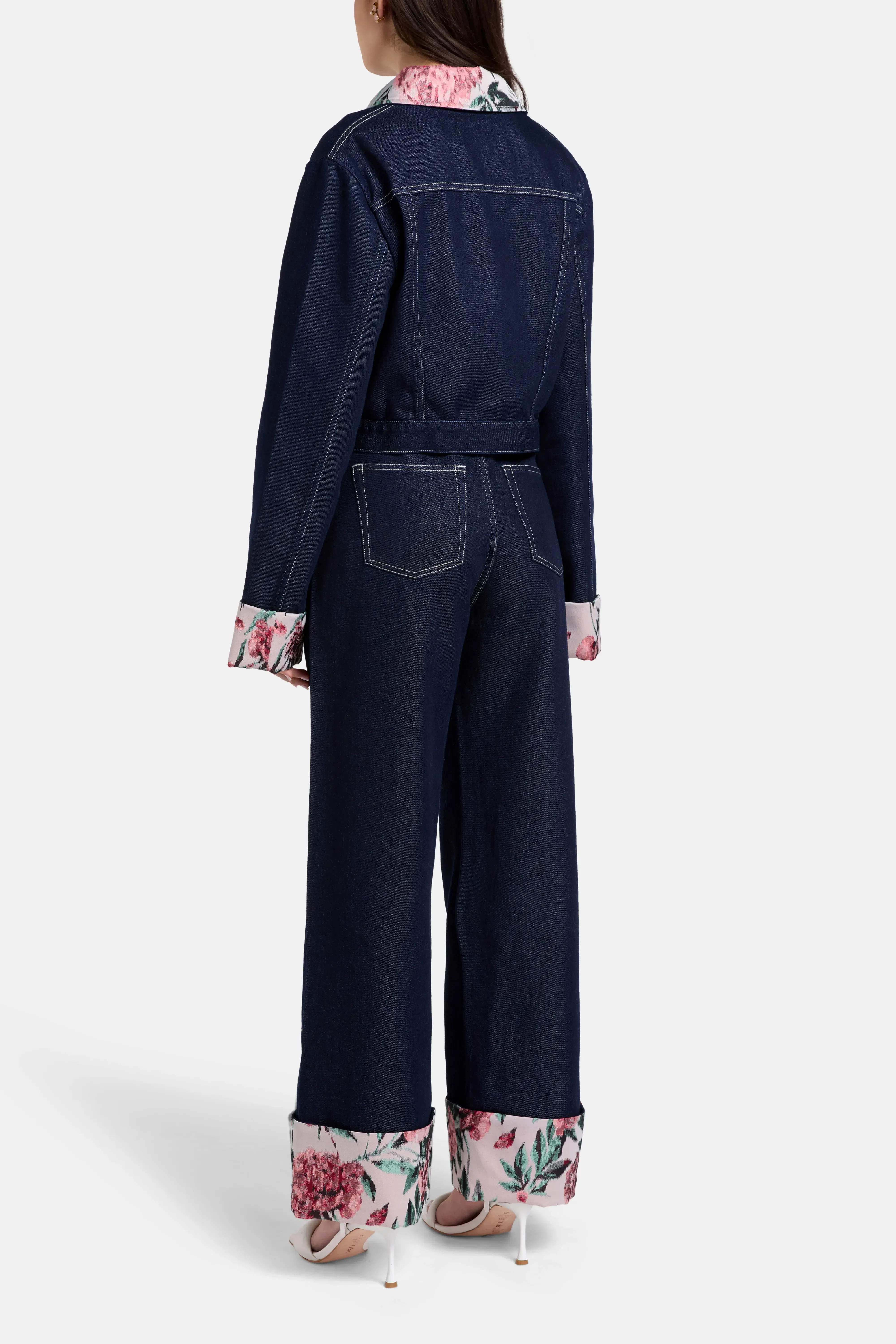 Marques'Almeida Indigo Denim Cotton Floral Brocade Jacket in Blue