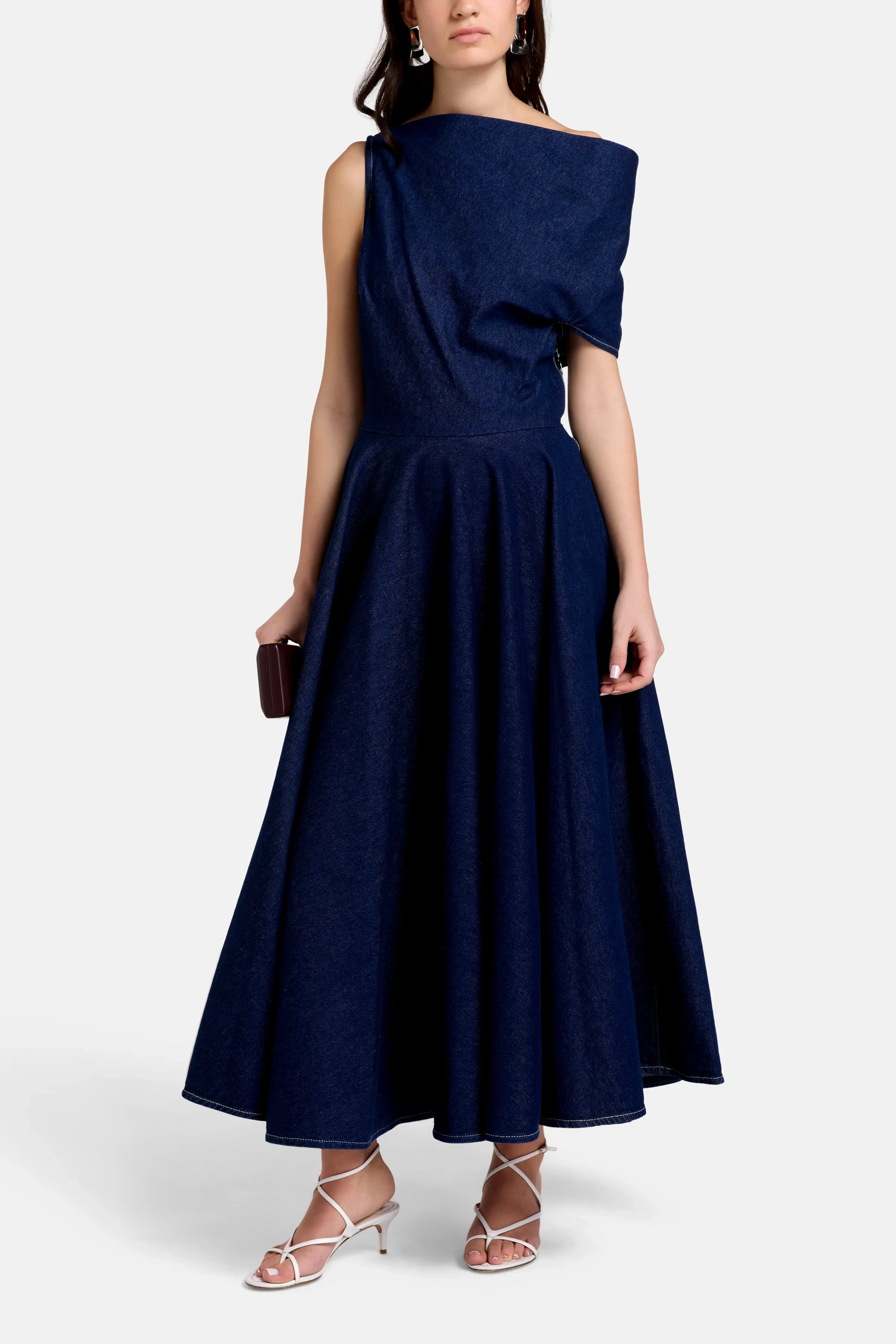 Marques'Almeida Indigo Denim Cotton Sleeveless Midi Dress in Blue
