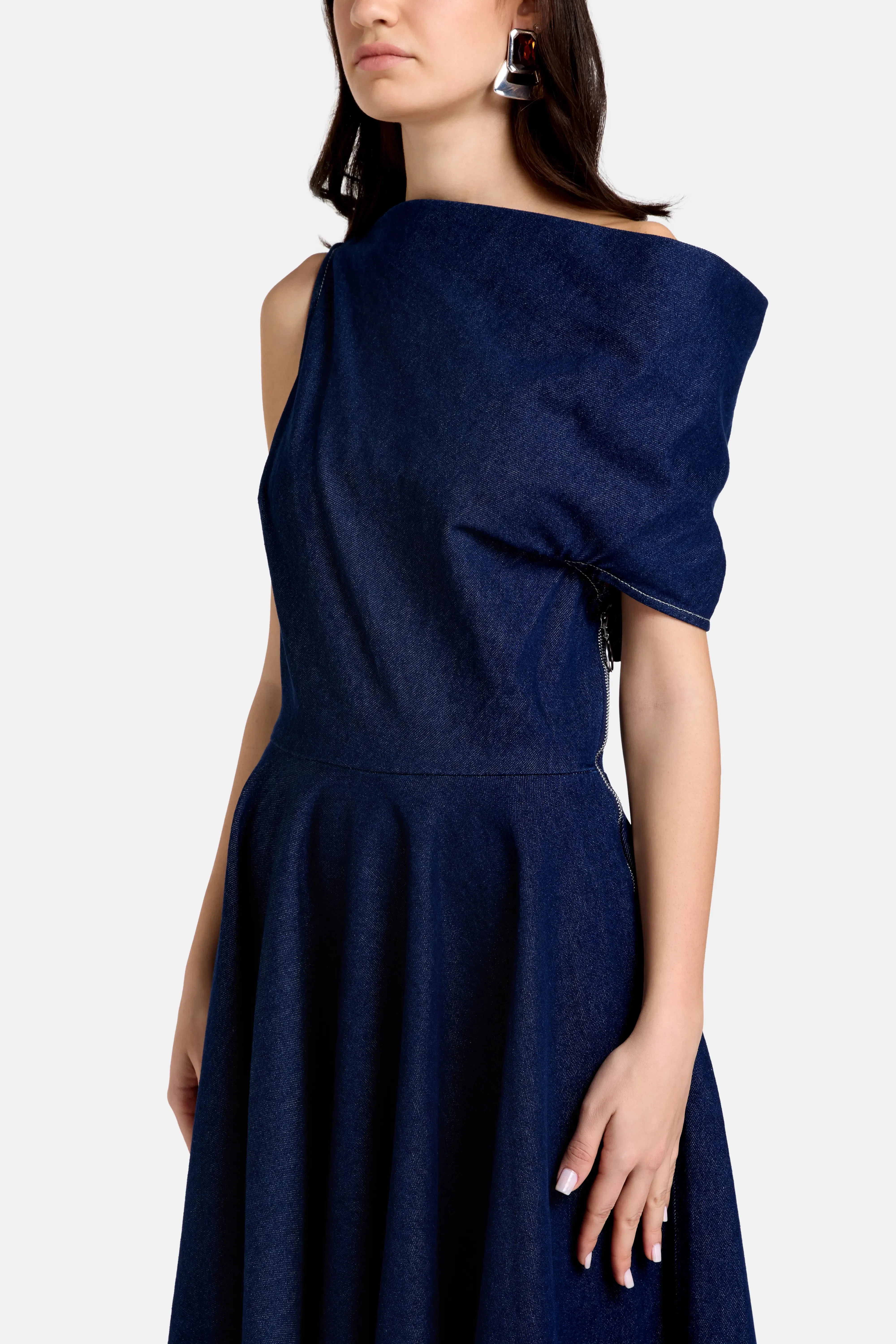 Marques'Almeida Indigo Denim Cotton Sleeveless Midi Dress in Blue