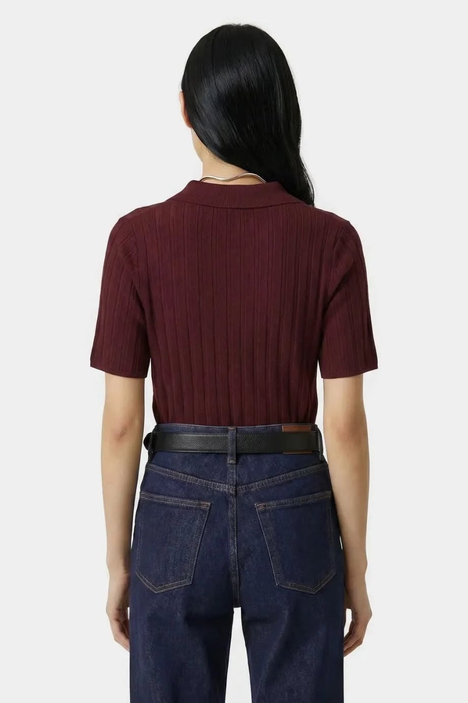 Sporty & Rich SRC Ribbed Polo T-Shirt in Red
