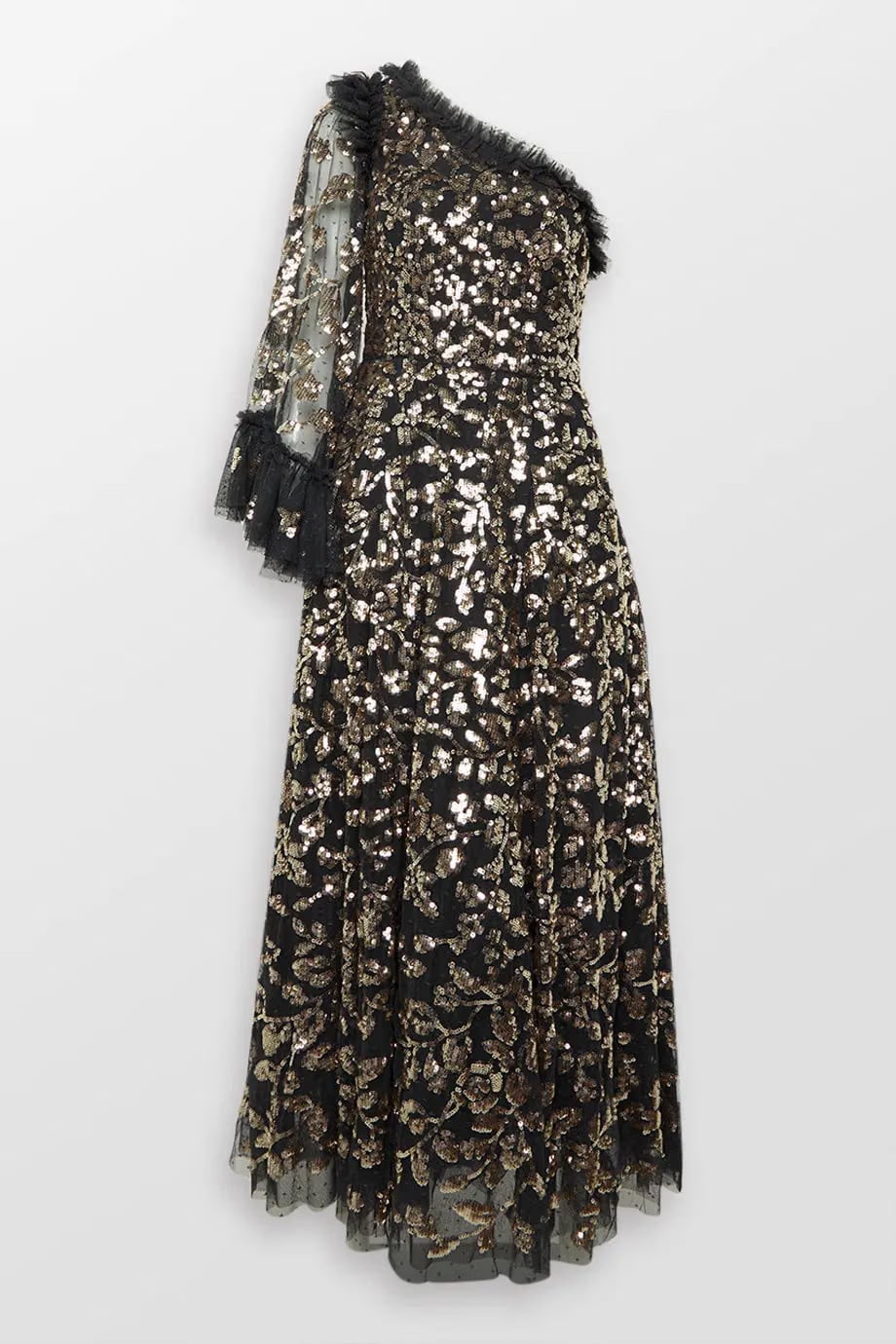 Needle & Thread Falling Leaves One Shoulder Evening Dress