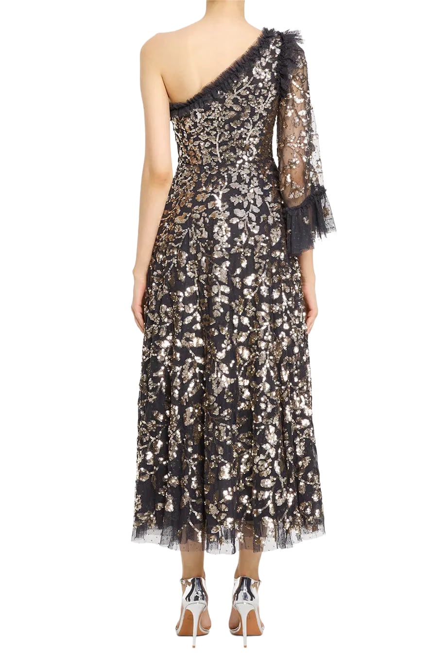 Needle & Thread Falling Leaves One Shoulder Evening Dress