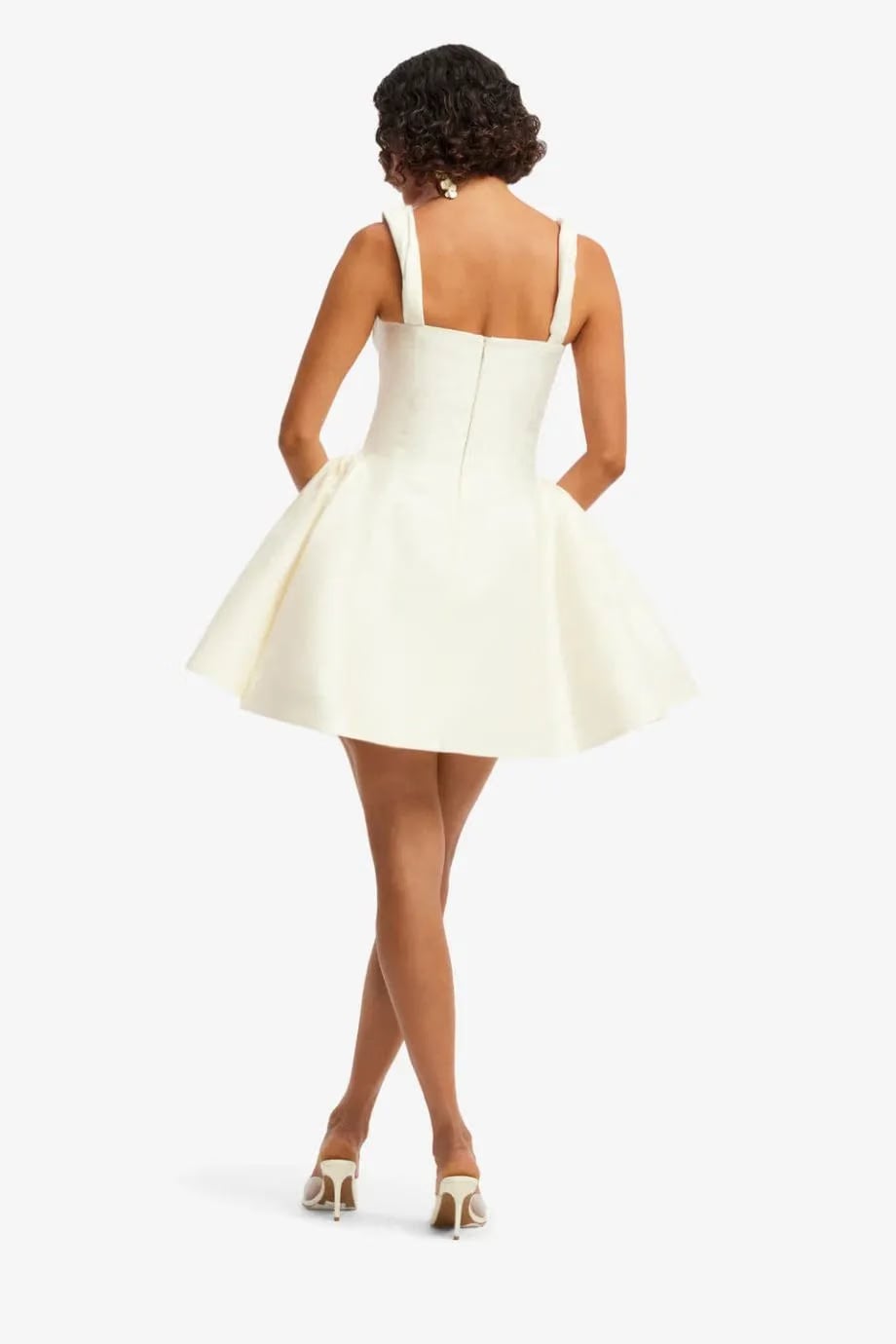 Leo Lin Ariel Floral Embellished Sleeveless Silk Mini Dress in White