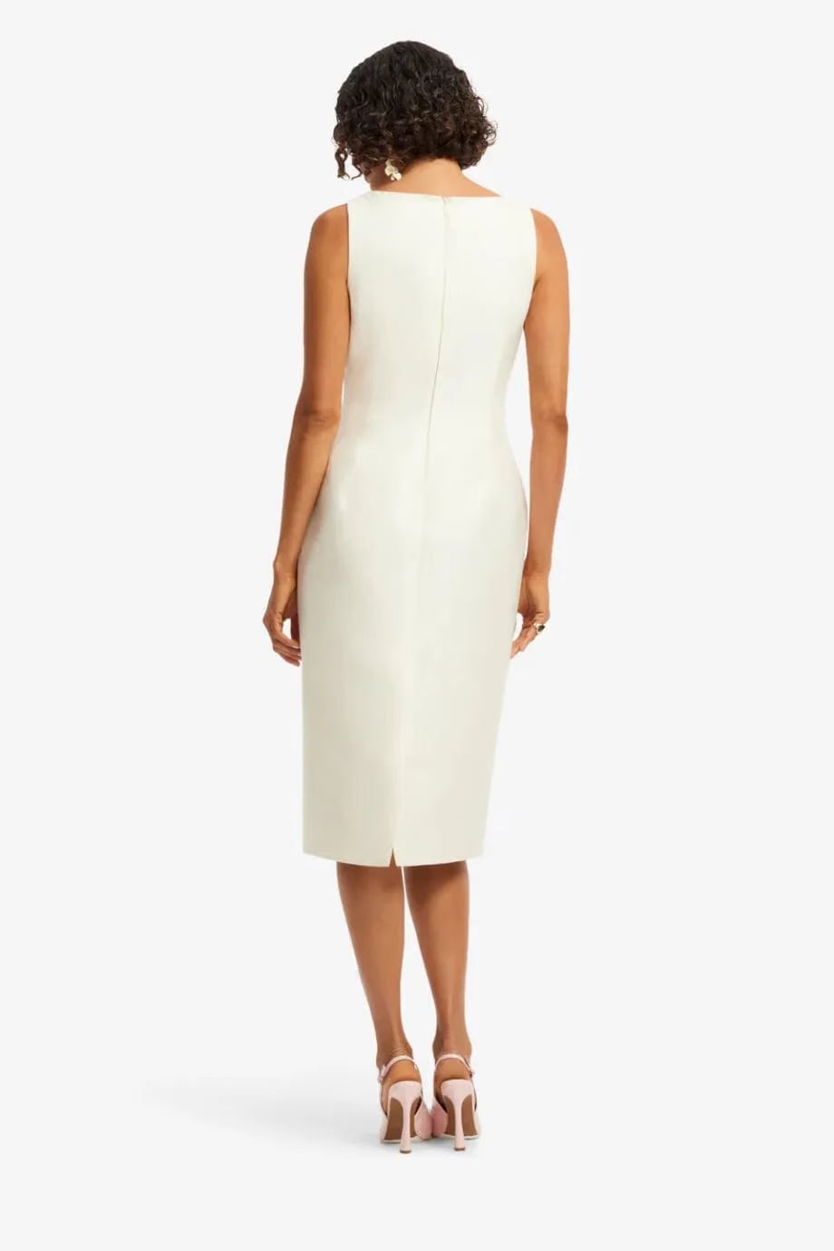 Leo Lin Eleanor Floral Embellished Sleeveless Silk Midi Dress in White