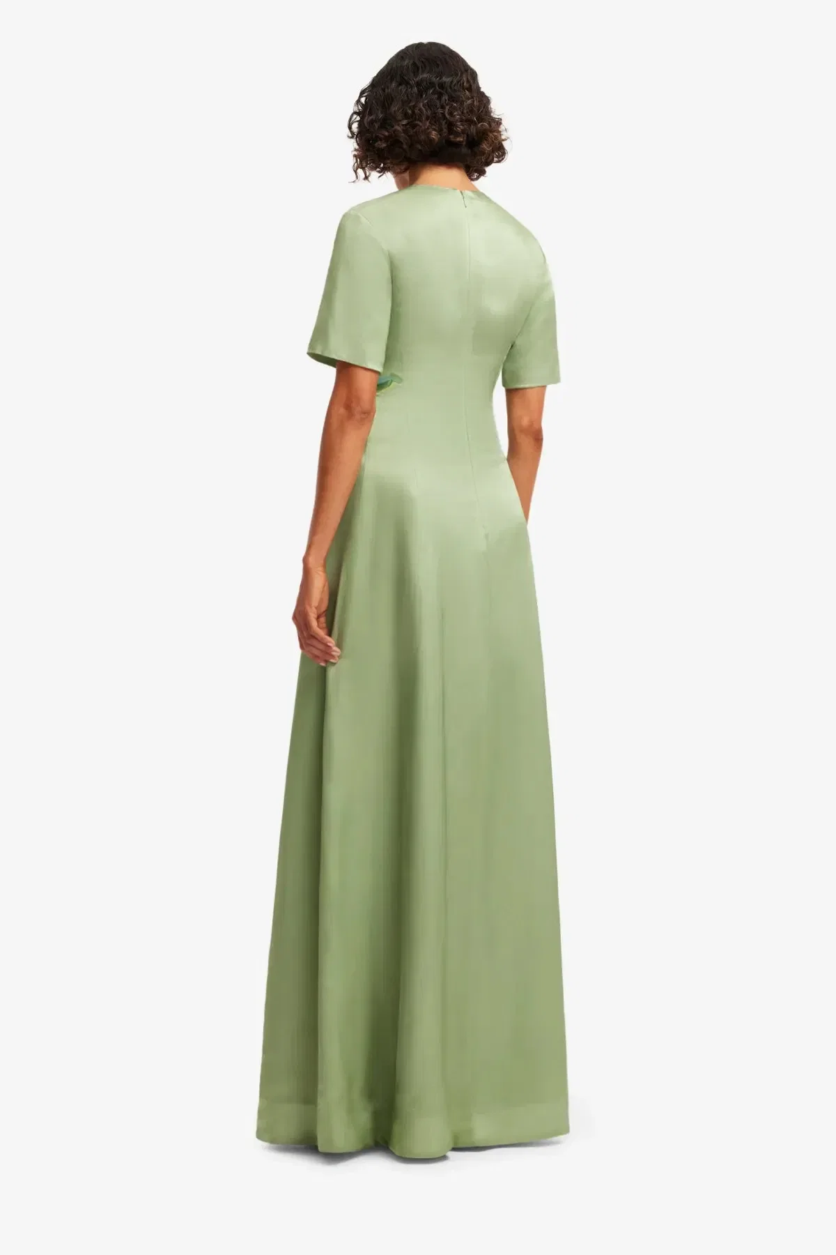 Leo Lin Alice Short Sleeves Floral Maxi Dress in Green