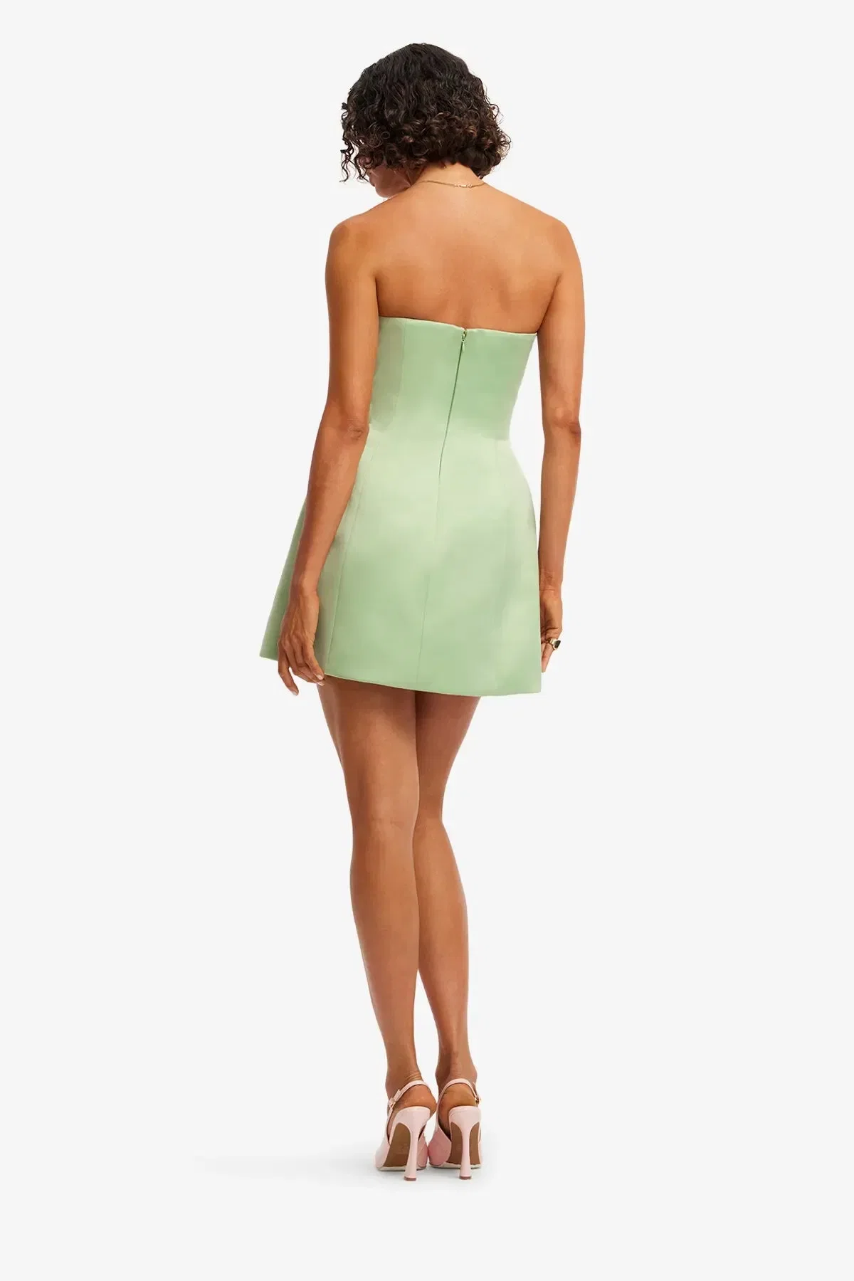 Leo Lin Roselle Cutout Bustier Strapless Floral Mini Dress in Green