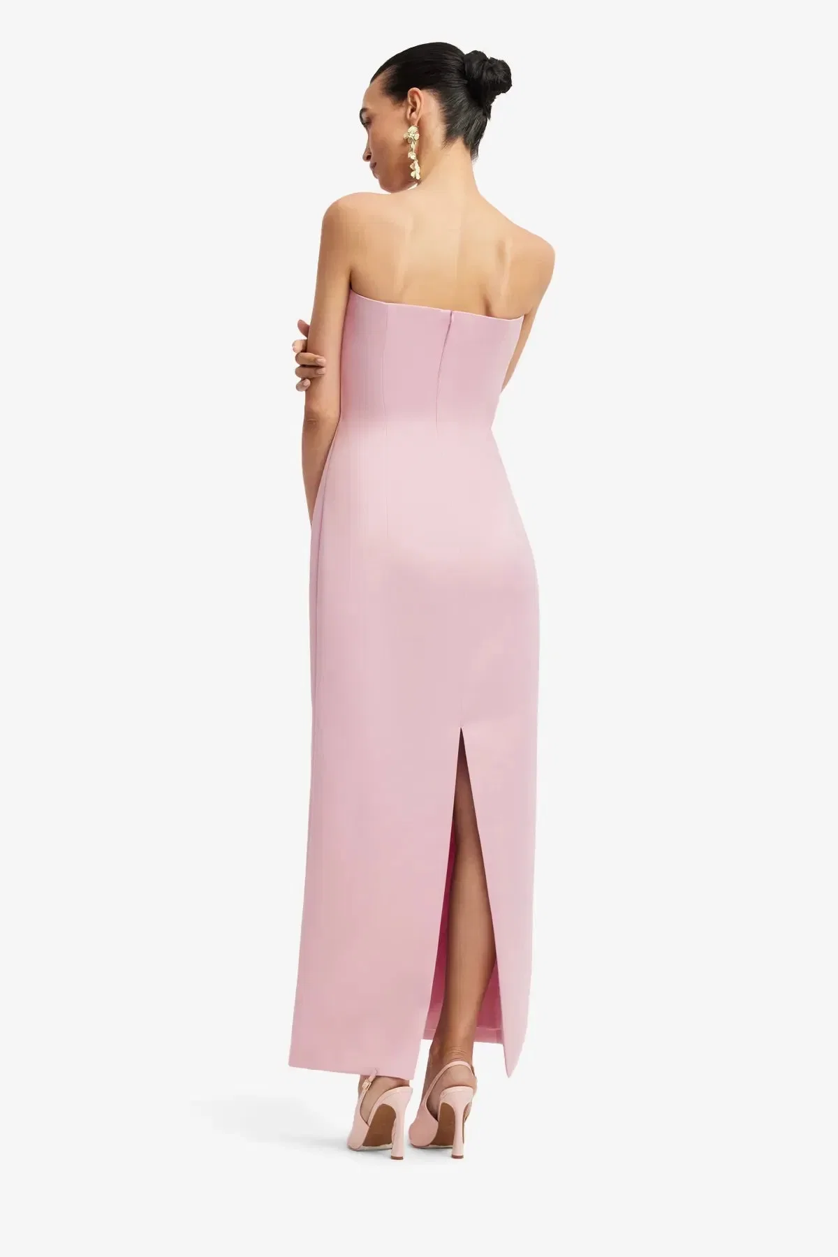 Leo Lin Rayna Embroidered Bustier Strapless Floral Maxi Dress in Pink