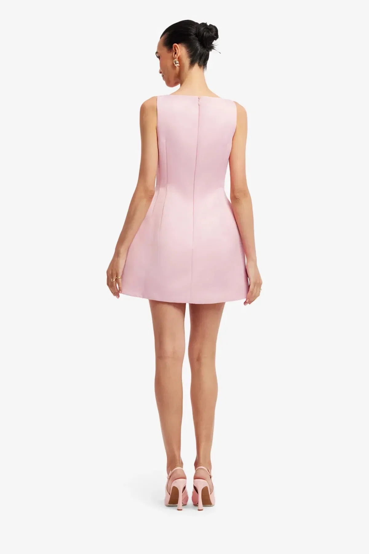 Leo Lin Ali Embroidered Boat Neck Sleeveless Floral Mini Dress in Pink