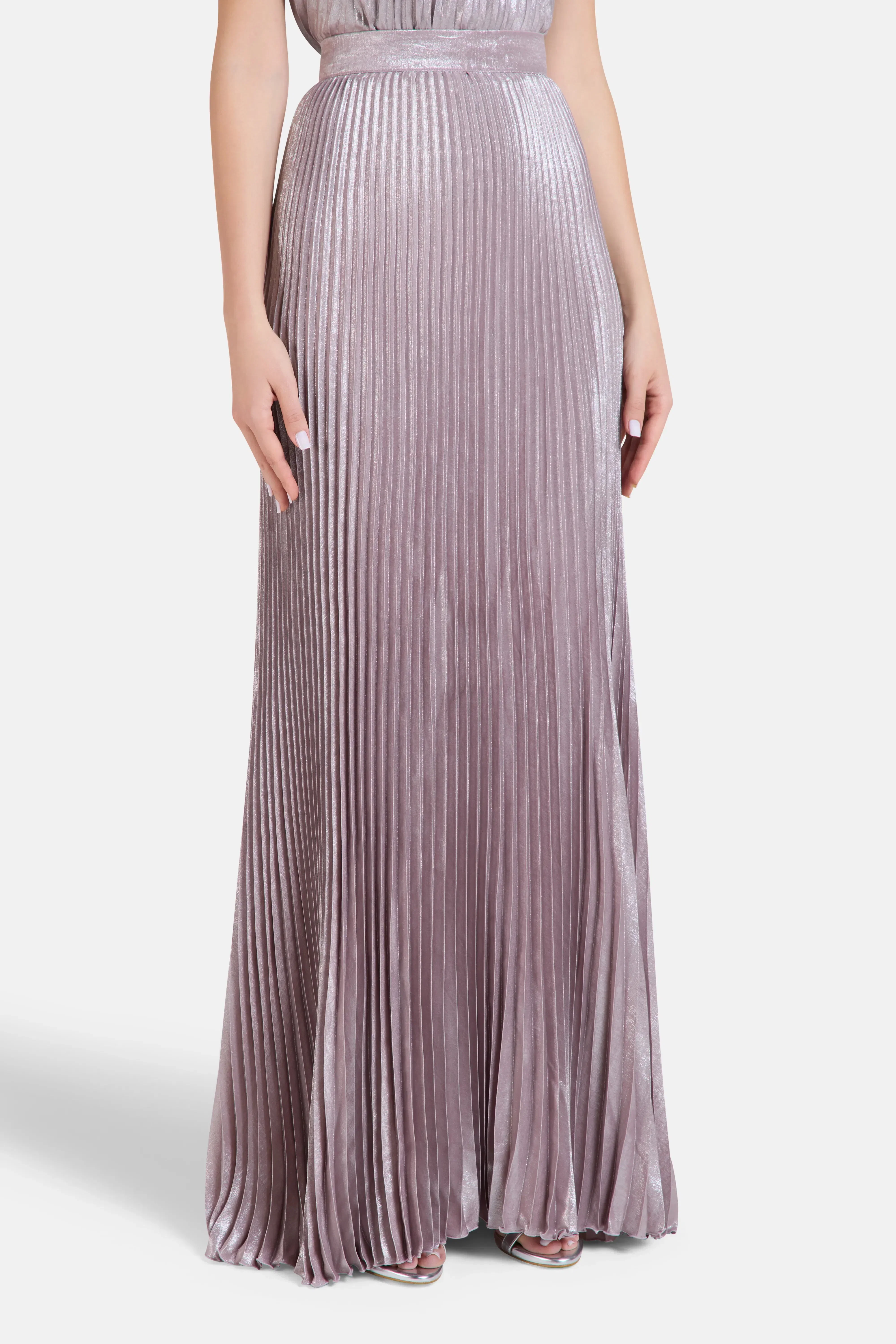 L'IDÉE Gala Pleated Maxi Skirt in Pink