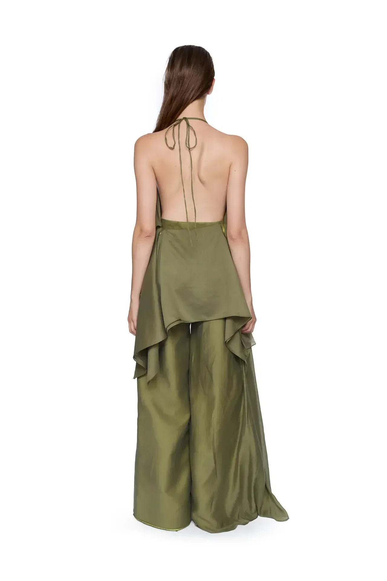 Marques'Almeida Double Layered Boyfriend Style Trousers in Green
