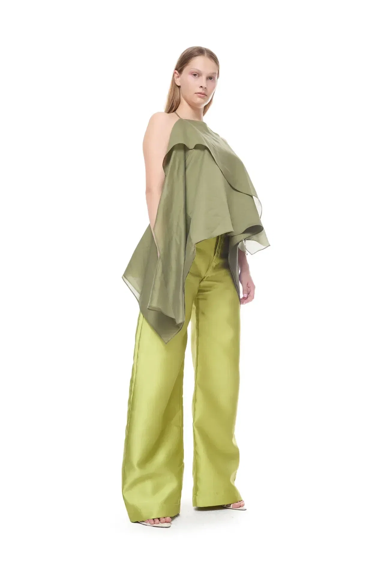 Marques'Almeida Double Layered Voile Scarf Sleeveless Top in Green