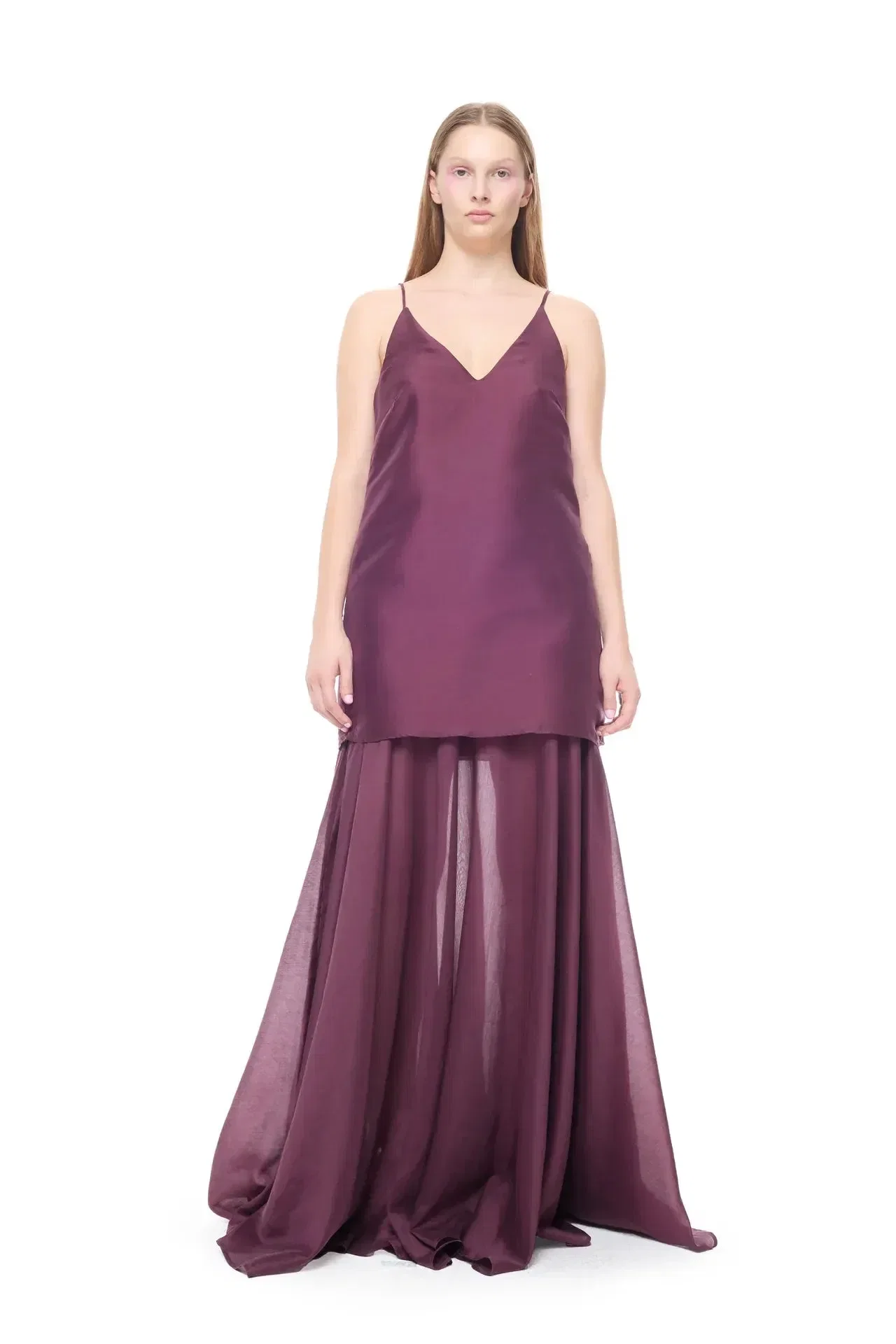 Marques'Almeida Double Layered Sleeveless Maxi Dress in Burgundy