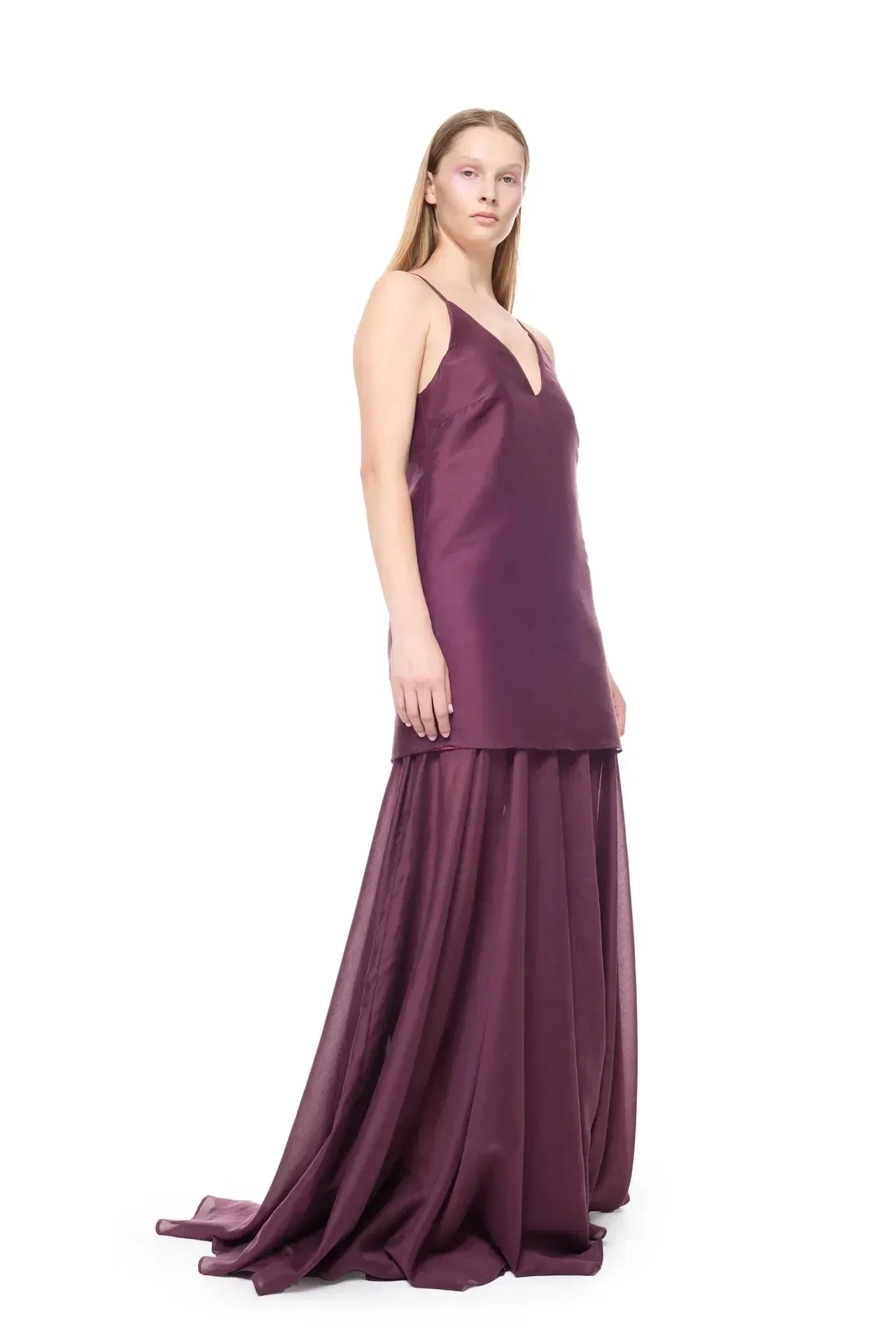 Marques'Almeida Double Layered Sleeveless Maxi Dress in Burgundy