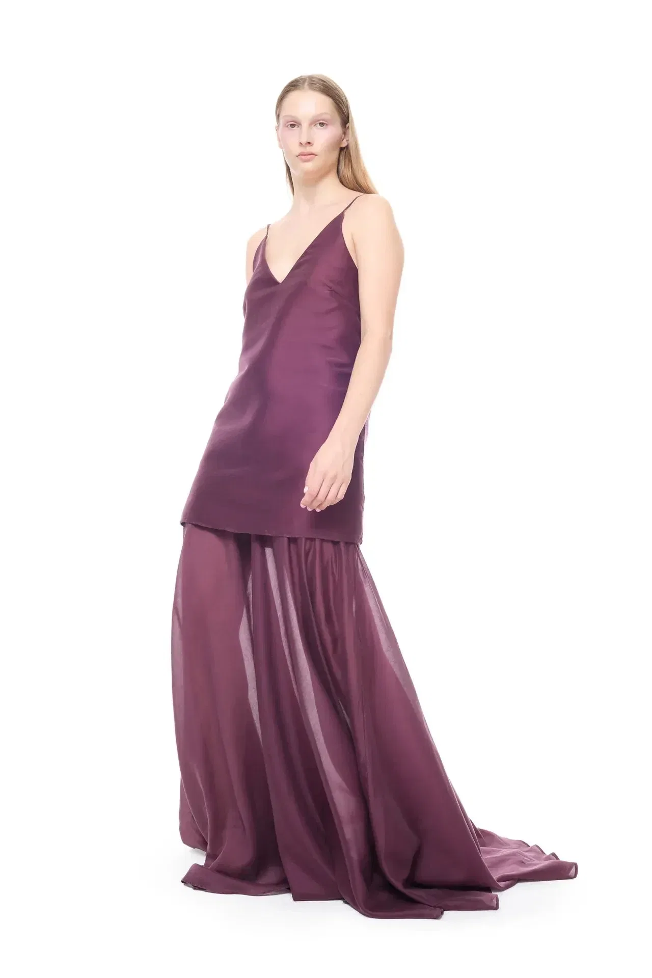 Marques'Almeida Double Layered Sleeveless Maxi Dress in Burgundy