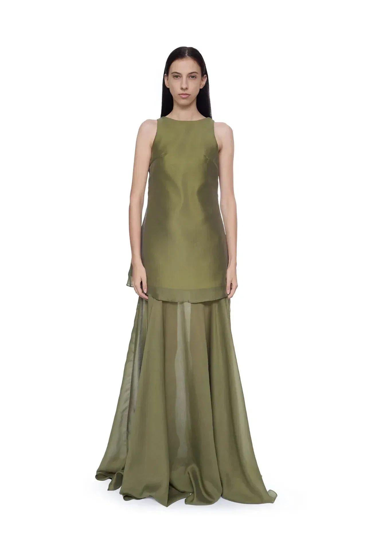 Marques'Almeida Double Layered Sleeveless Maxi Dress in Green
