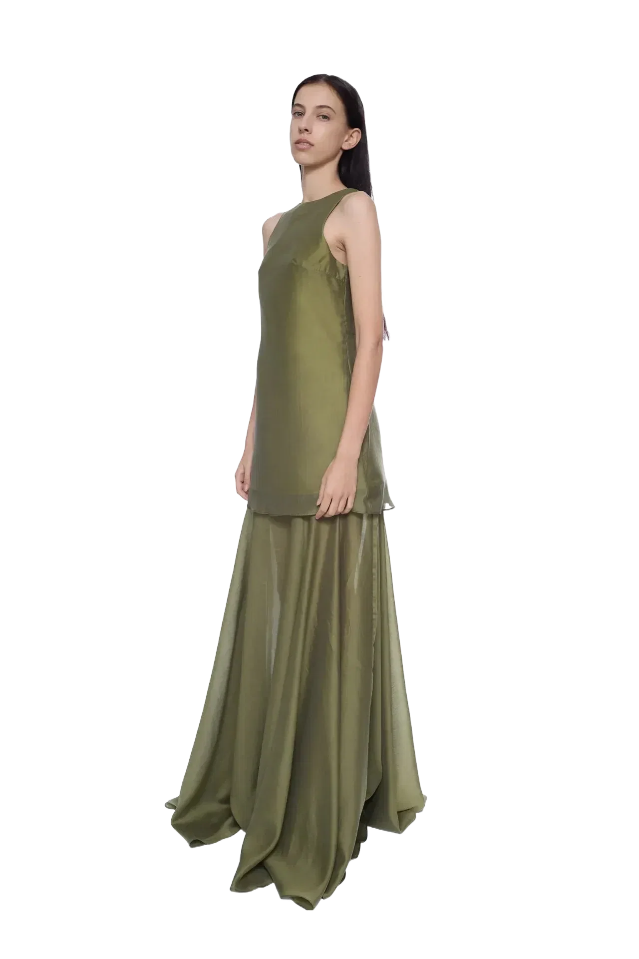 Marques'Almeida Double Layered Sleeveless Maxi Dress in Green