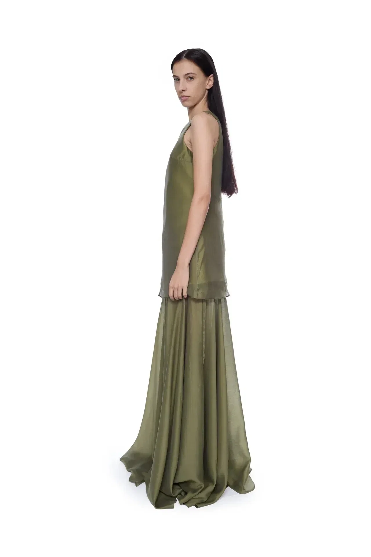 Marques'Almeida Double Layered Sleeveless Maxi Dress in Green