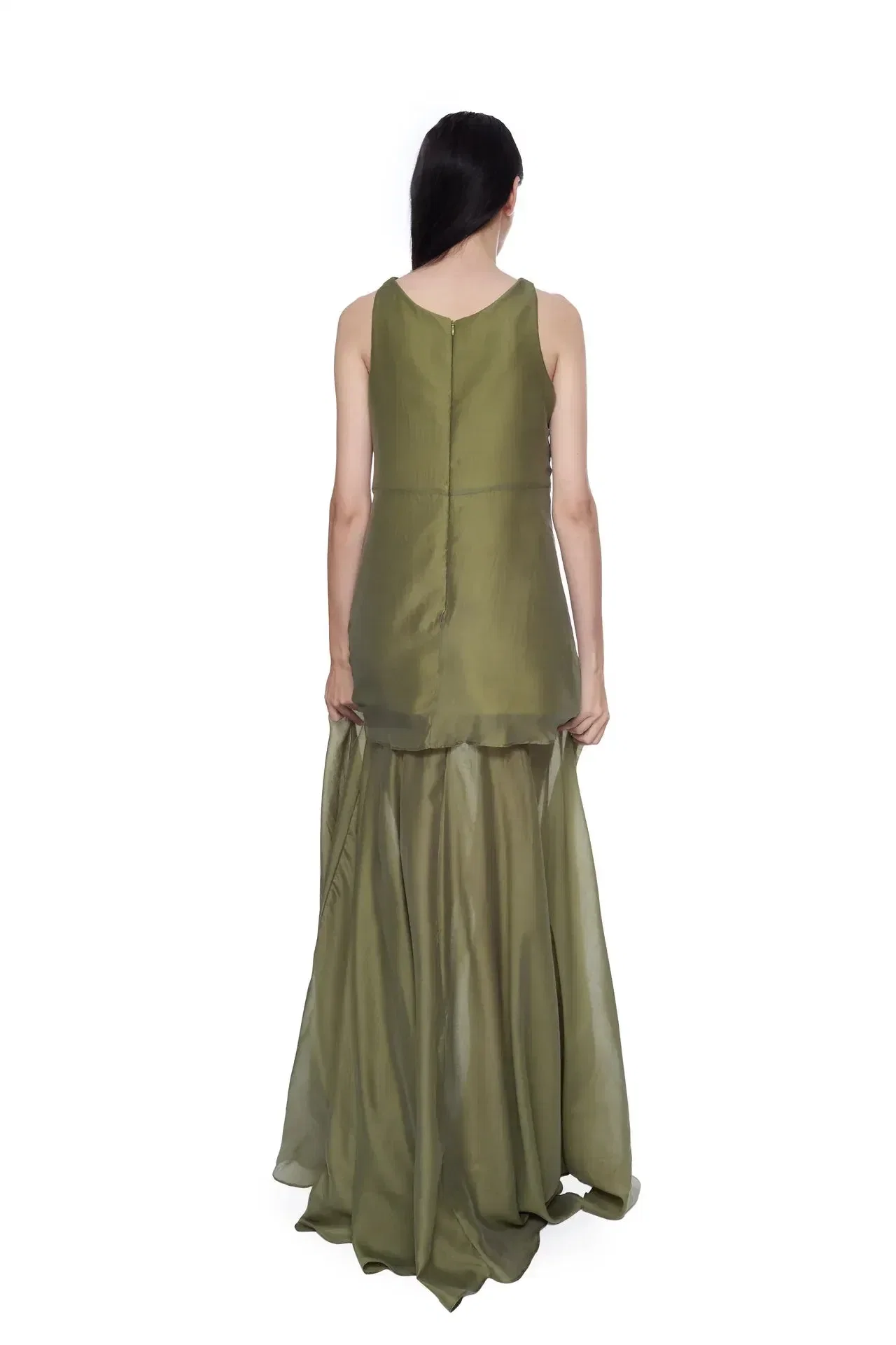 Marques'Almeida Double Layered Sleeveless Maxi Dress in Green