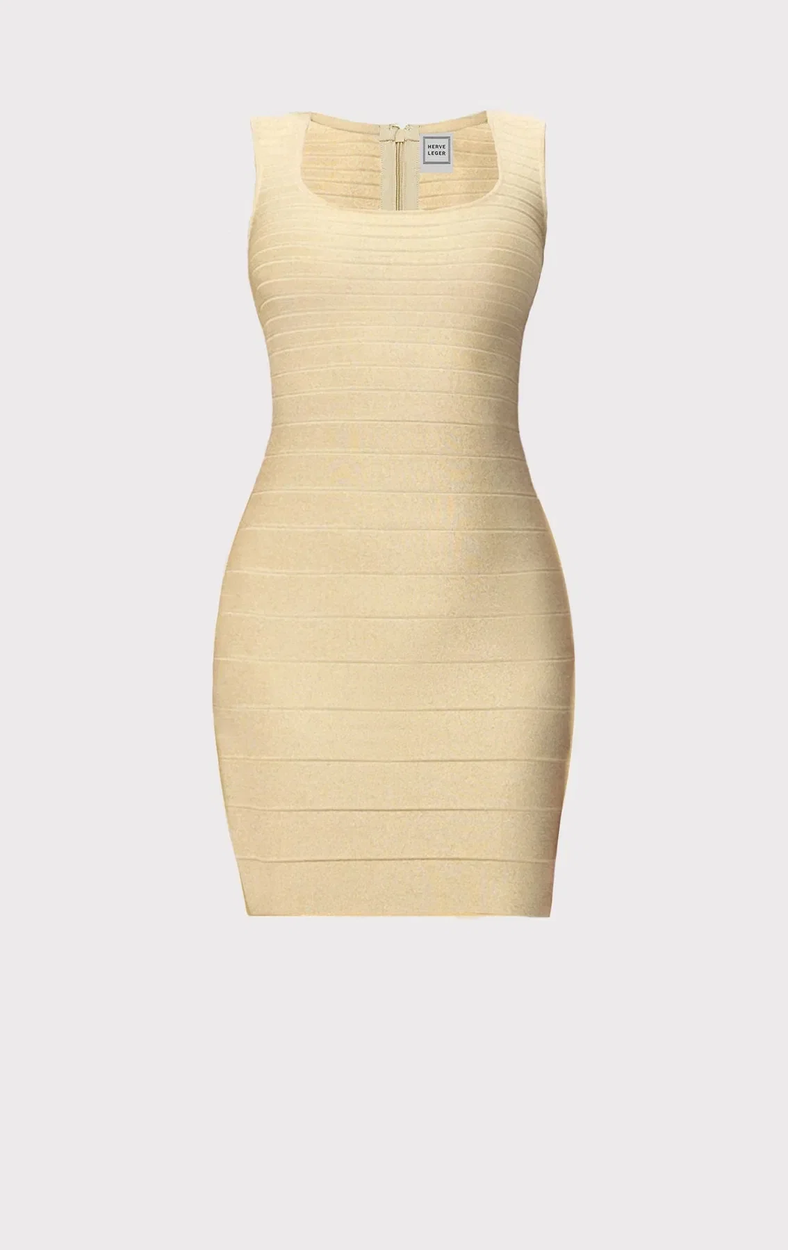 Hervé Léger Mirabel Sleeveless Metallic Bandage Knit Mini Dress in Gold