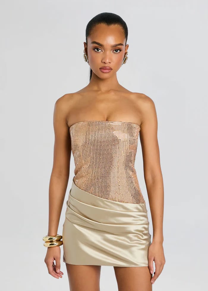 Retrofete Marieta Embellished Evening Dress in Brown