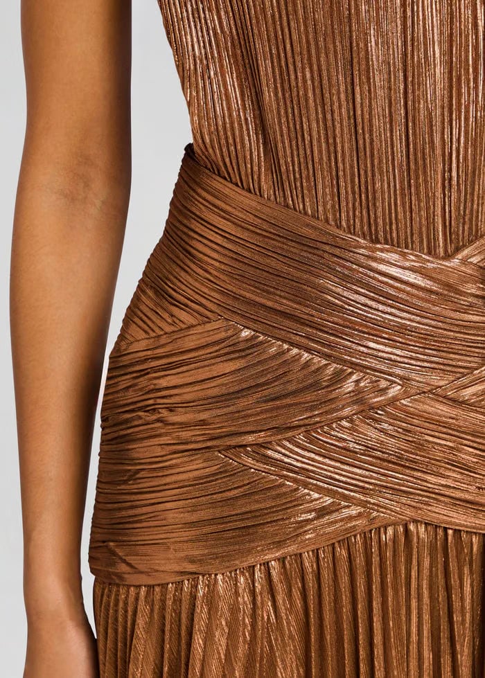 Retrofete Amberley Halter Neck Evening Dress in Brown