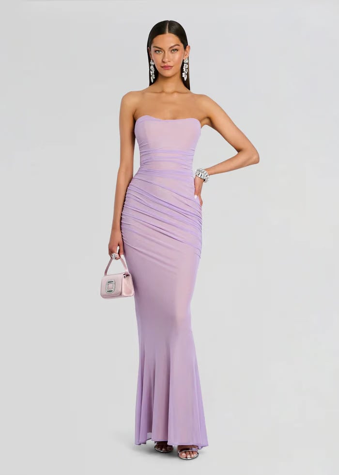 Retrofete Quintessa Mesh Maxi Dress in Purple
