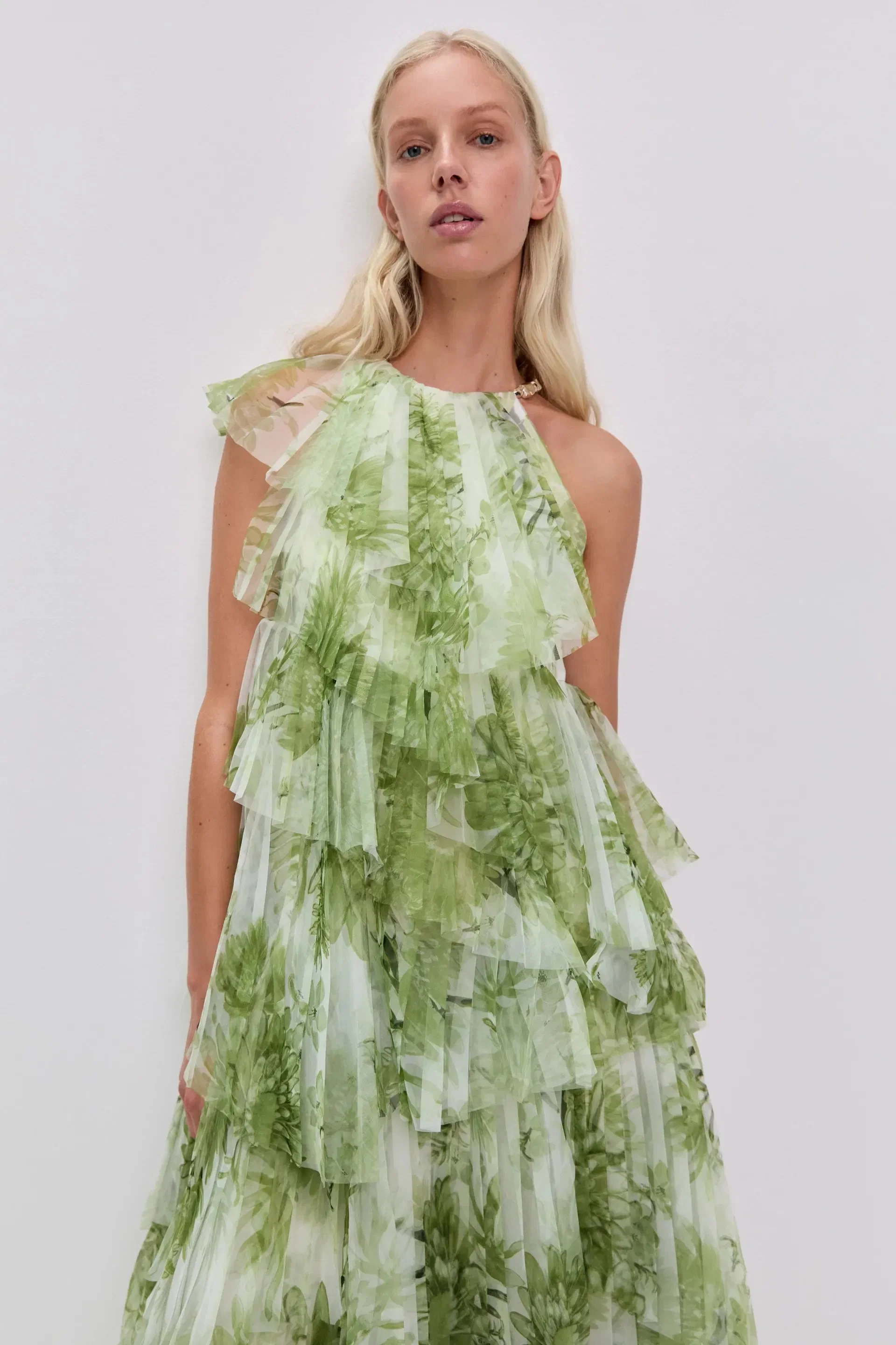Aje Westlyn Floral Ruffles Sleeveless Maxi Dress in White