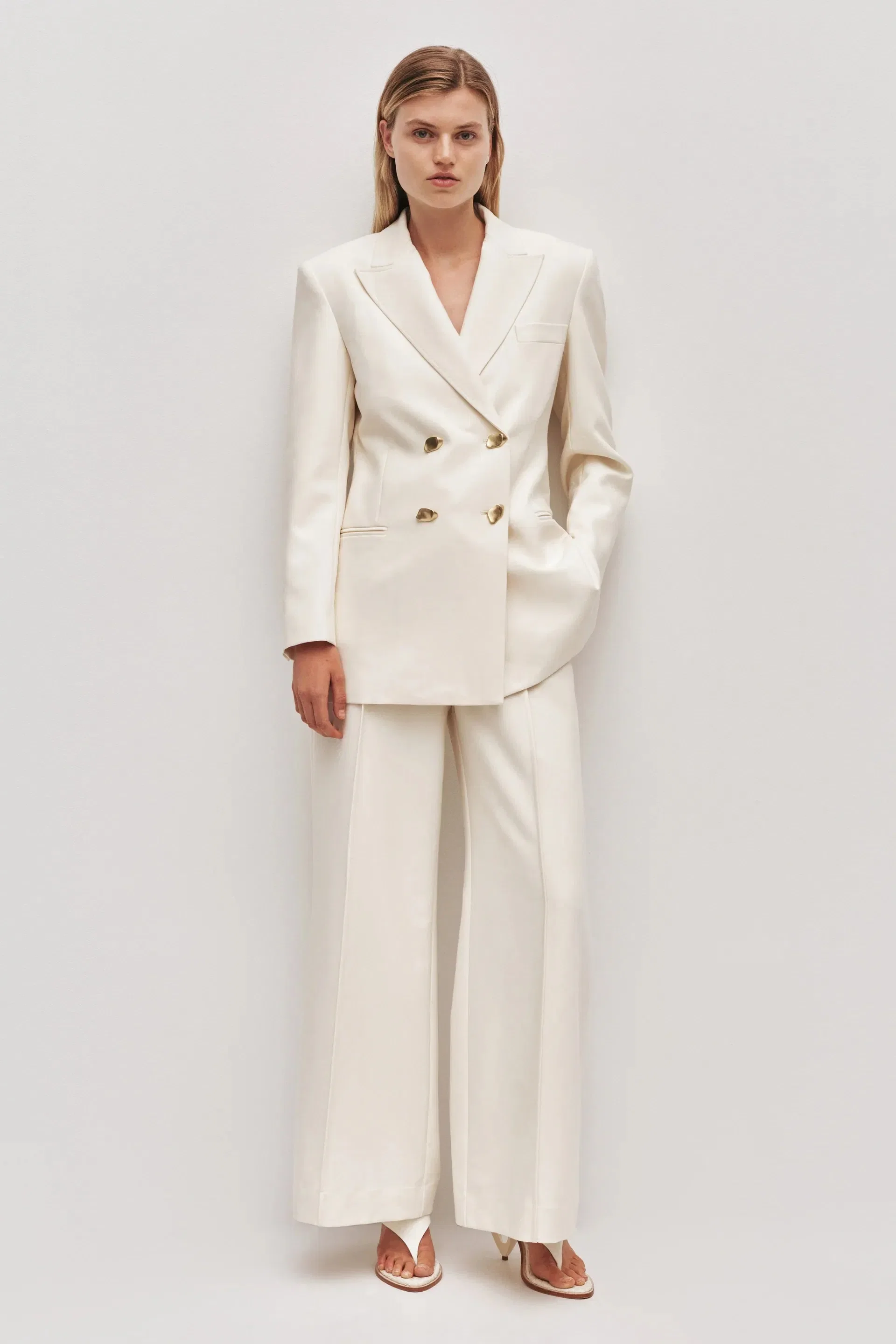 Aje Vortex Wide Legged Trousers in Cream
