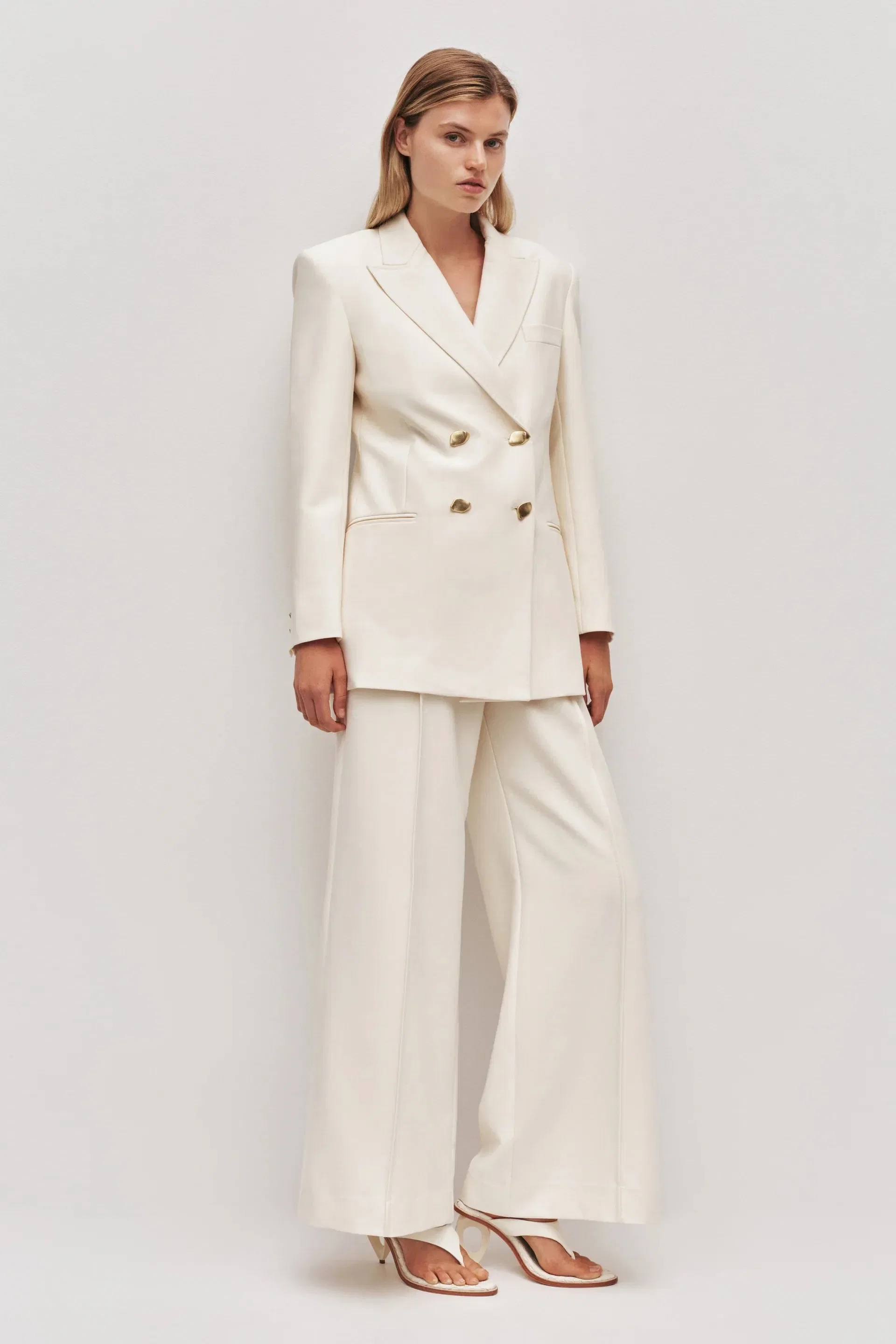Aje Vortex Wide Legged Trousers in Cream
