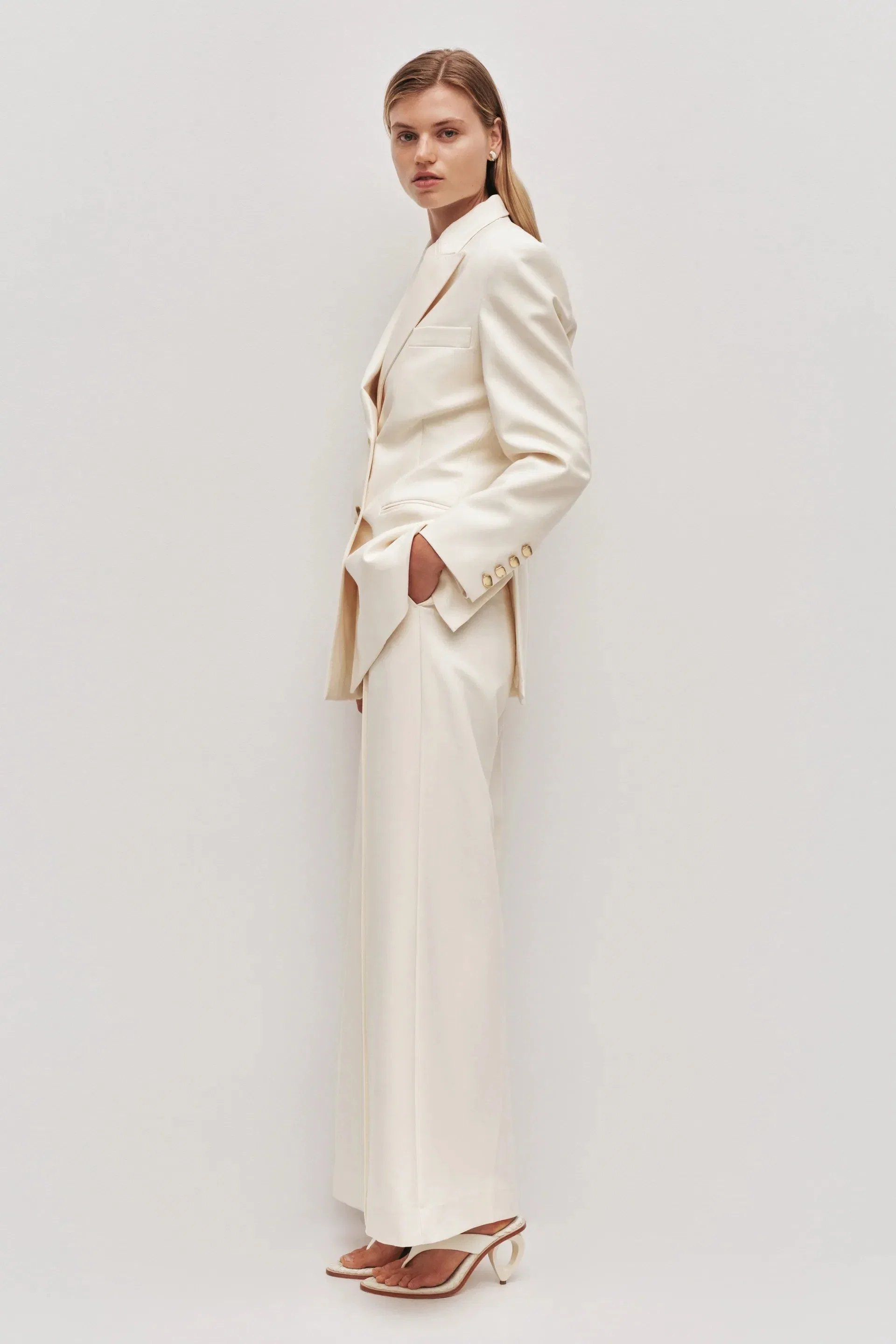 Aje Vortex Wide Legged Trousers in Cream