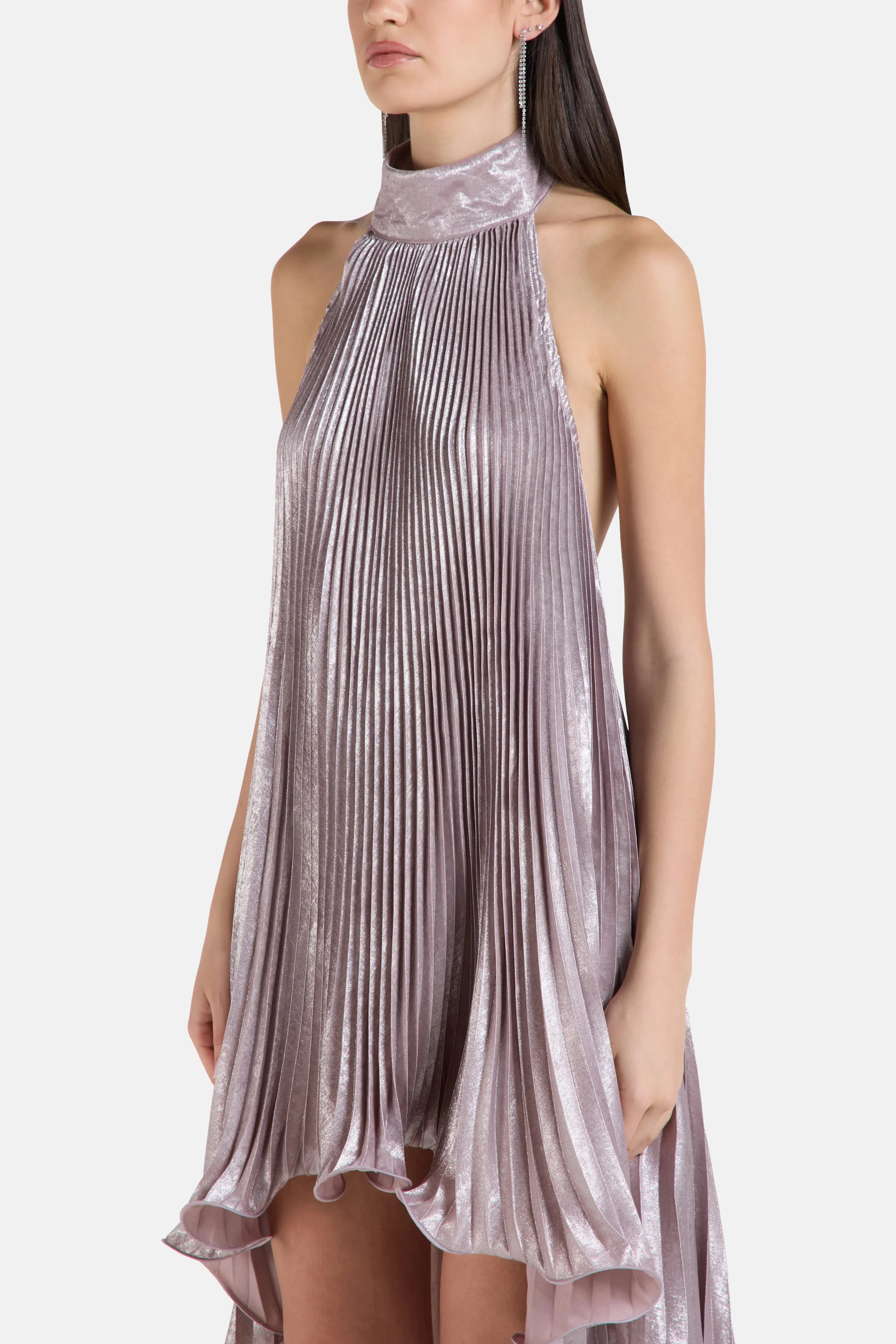L'IDÉE Caribbean Sleeveless Pleated Evening Dress in Pink