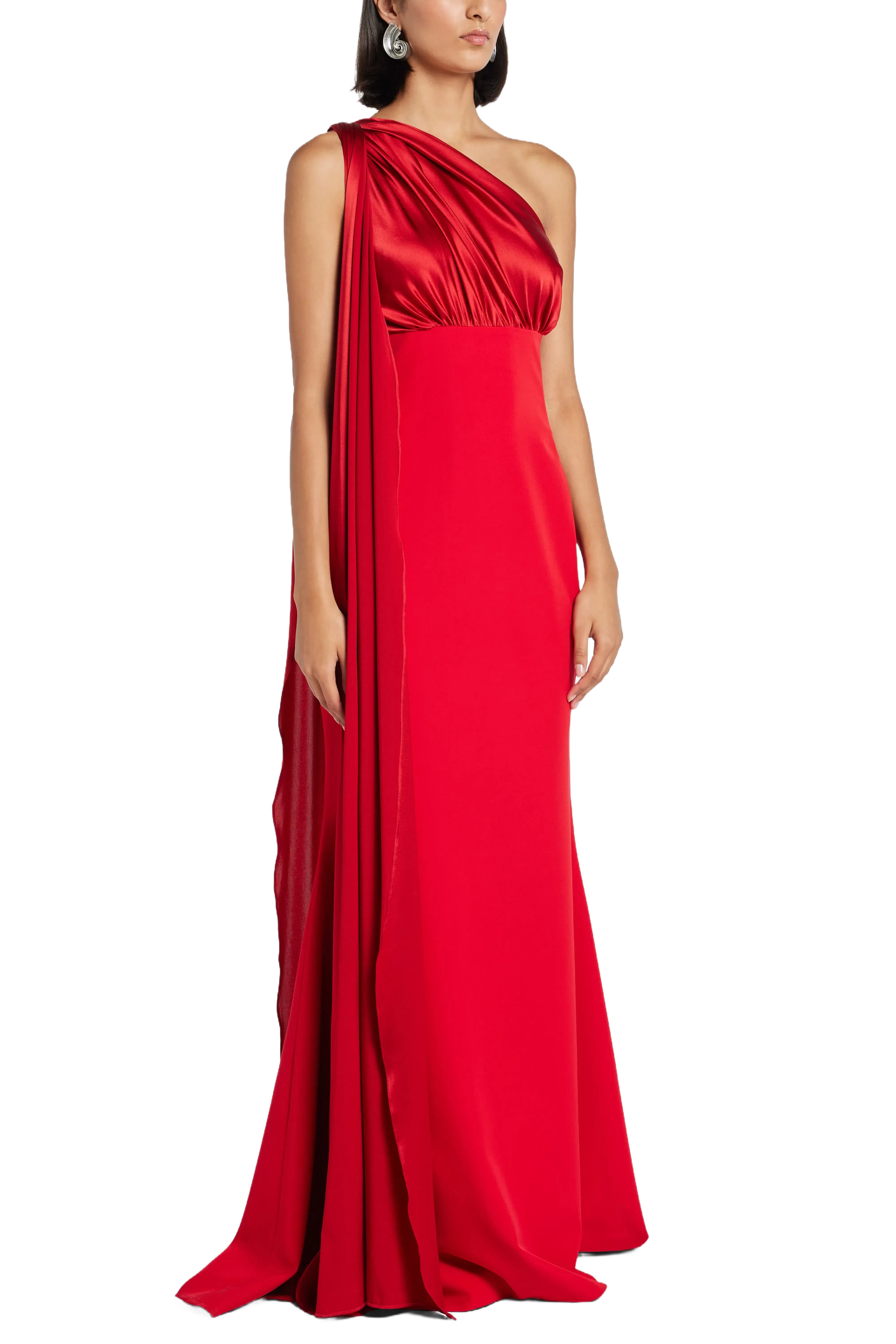 Rhea Costa Saira One Shoulder Maxi Dress in Red