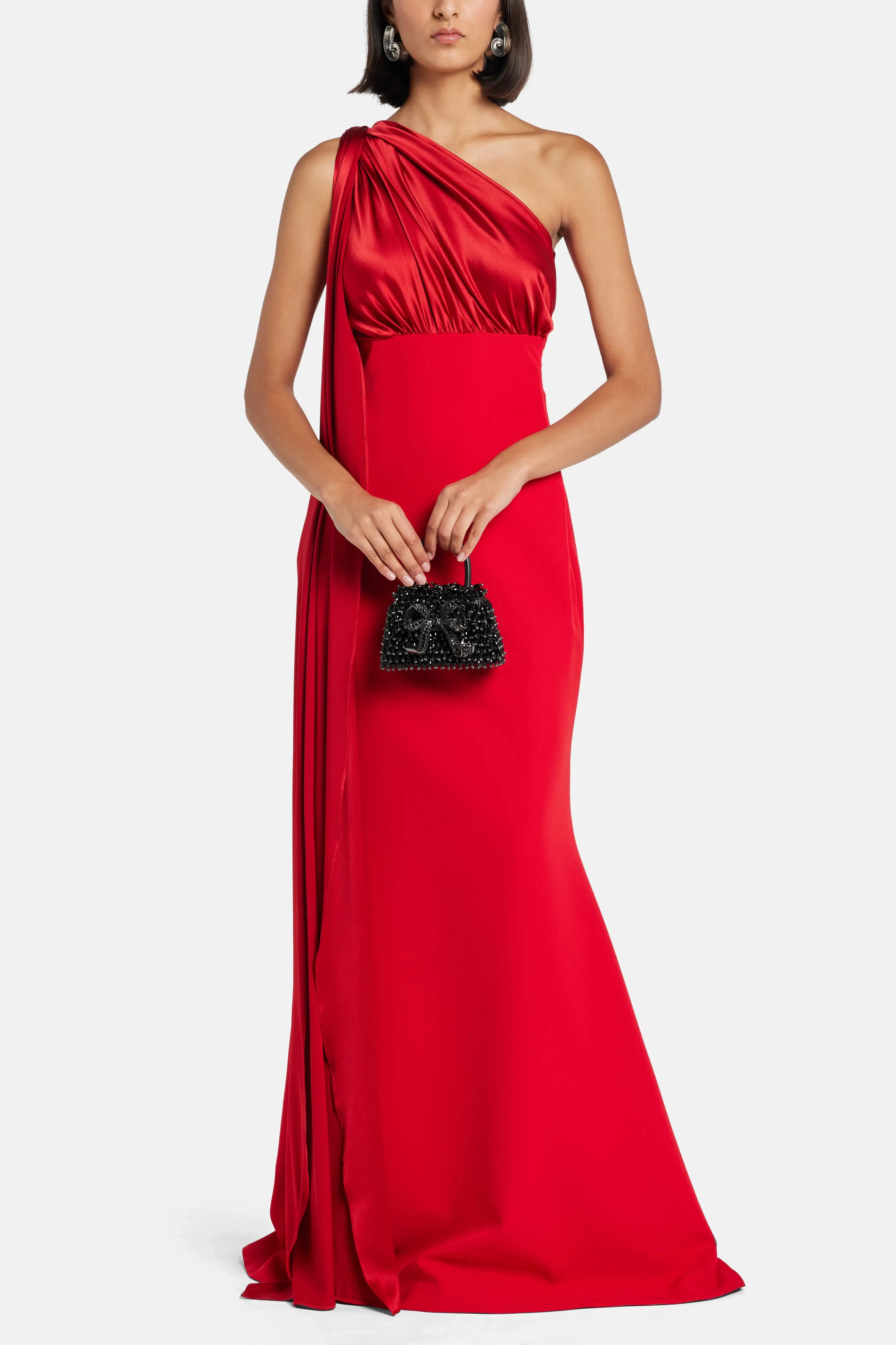 Rhea Costa Saira One Shoulder Maxi Dress in Red