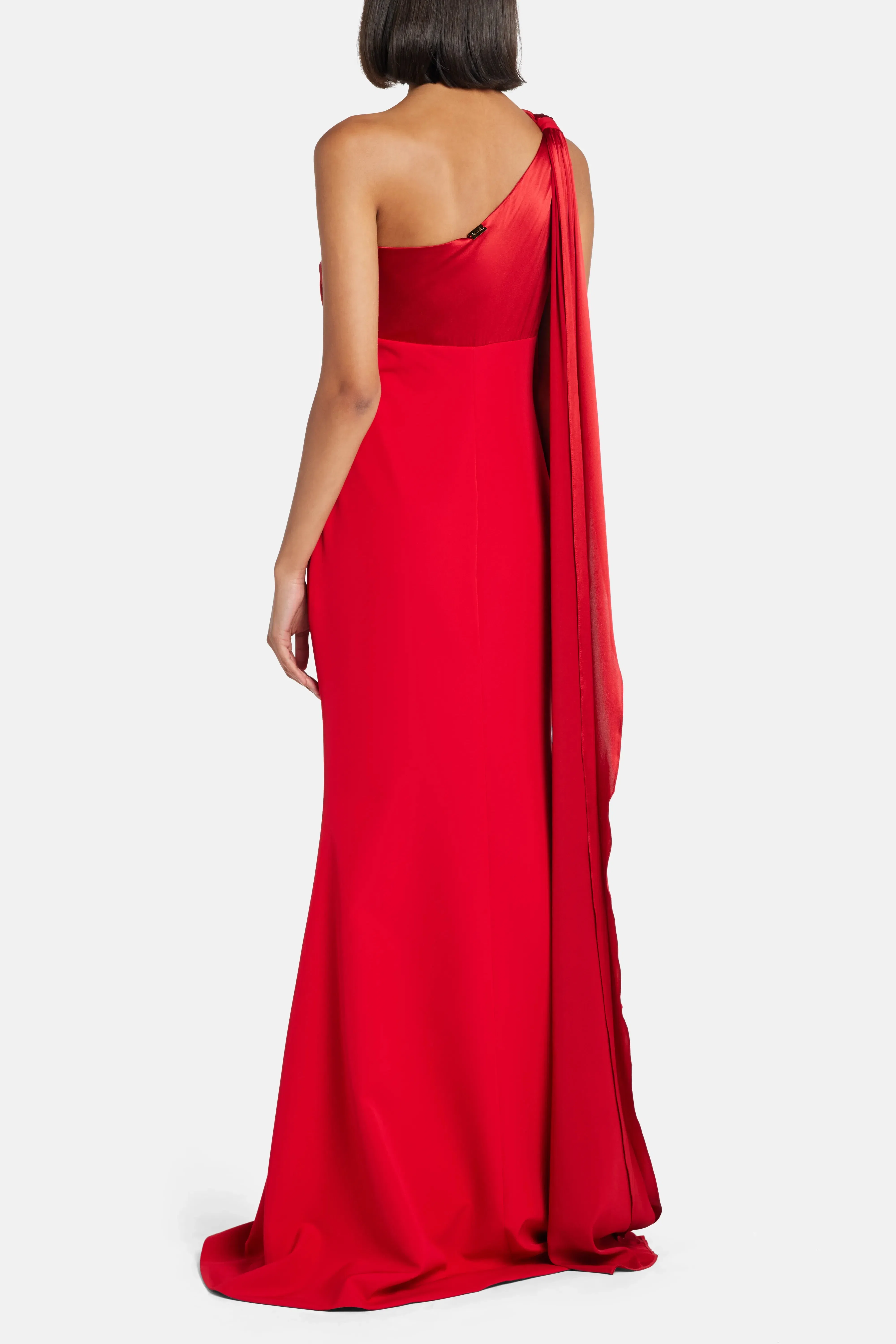 Rhea Costa Saira One Shoulder Maxi Dress in Red