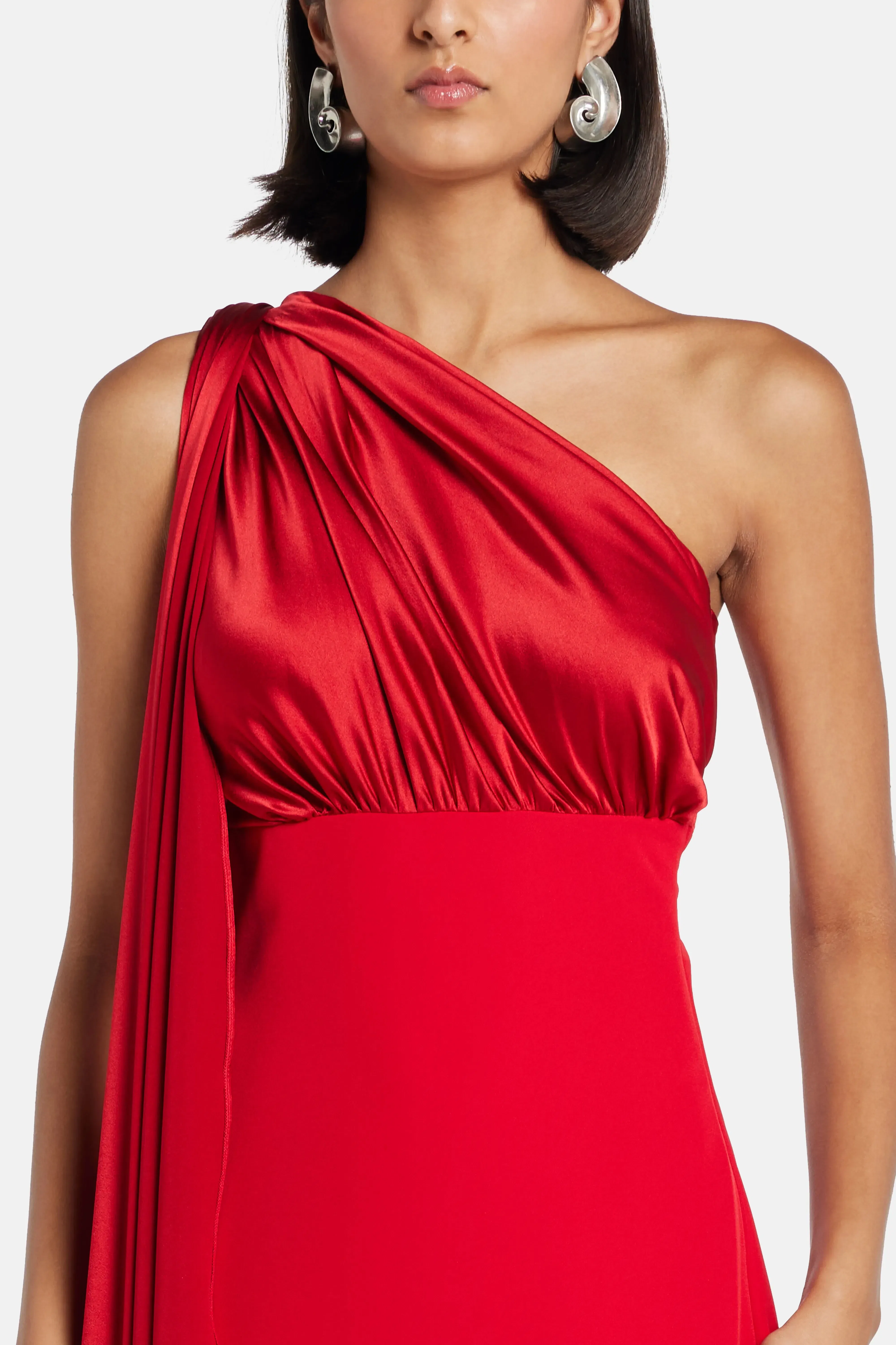 Rhea Costa Saira One Shoulder Maxi Dress in Red