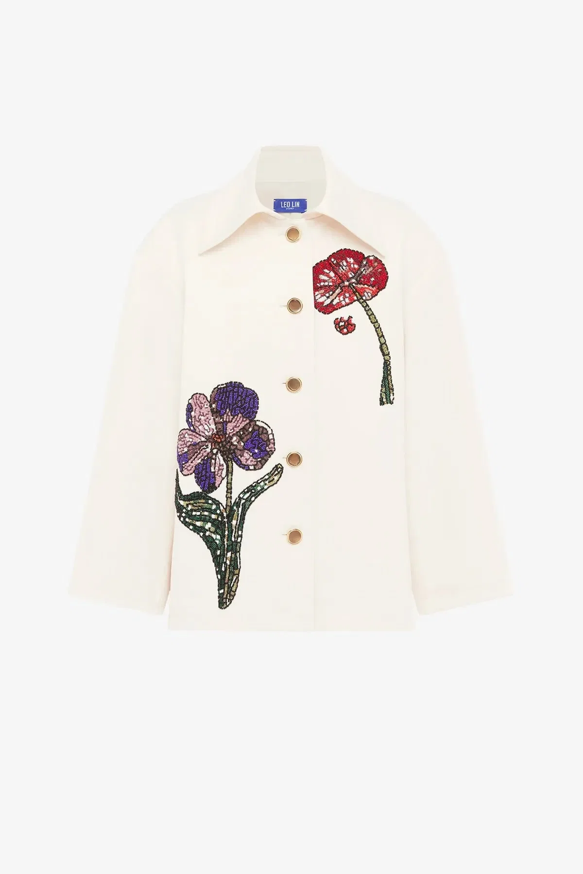 Leo Lin Leyna Wildflowers Embellished Jacket in White