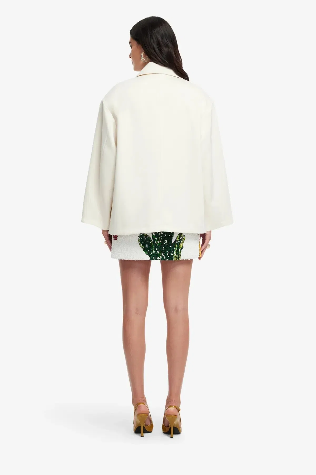 Leo Lin Leyna Wildflowers Embellished Jacket in White