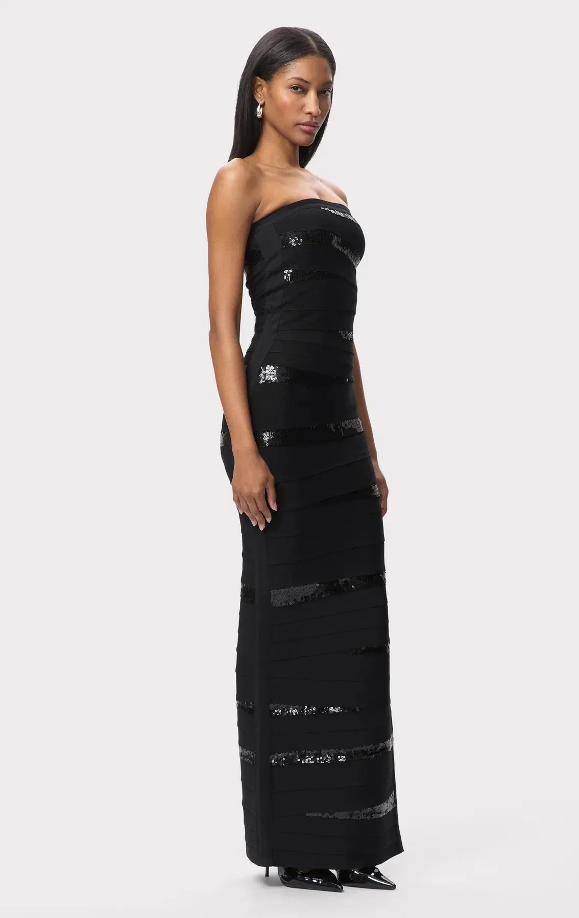 Hervé Léger Chiara Bandage Knit Maxi Dress in Black