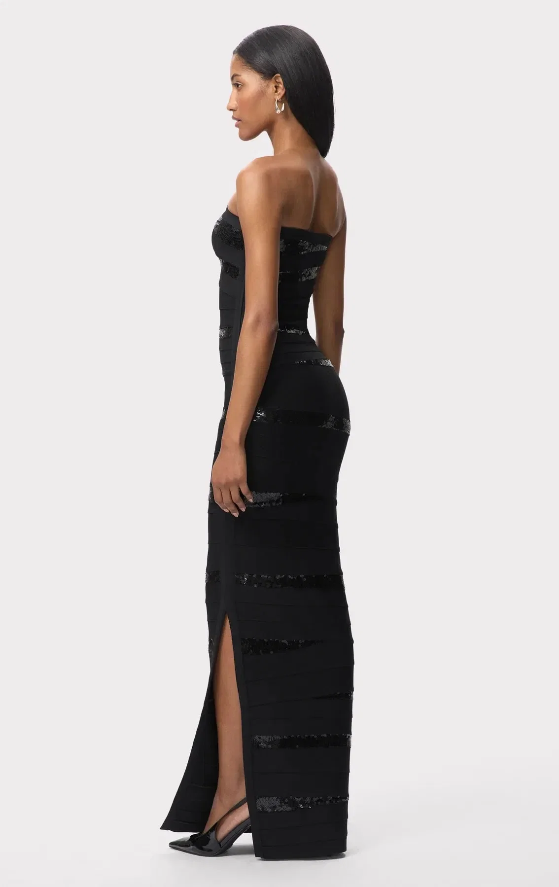 Hervé Léger Chiara Bandage Knit Maxi Dress in Black