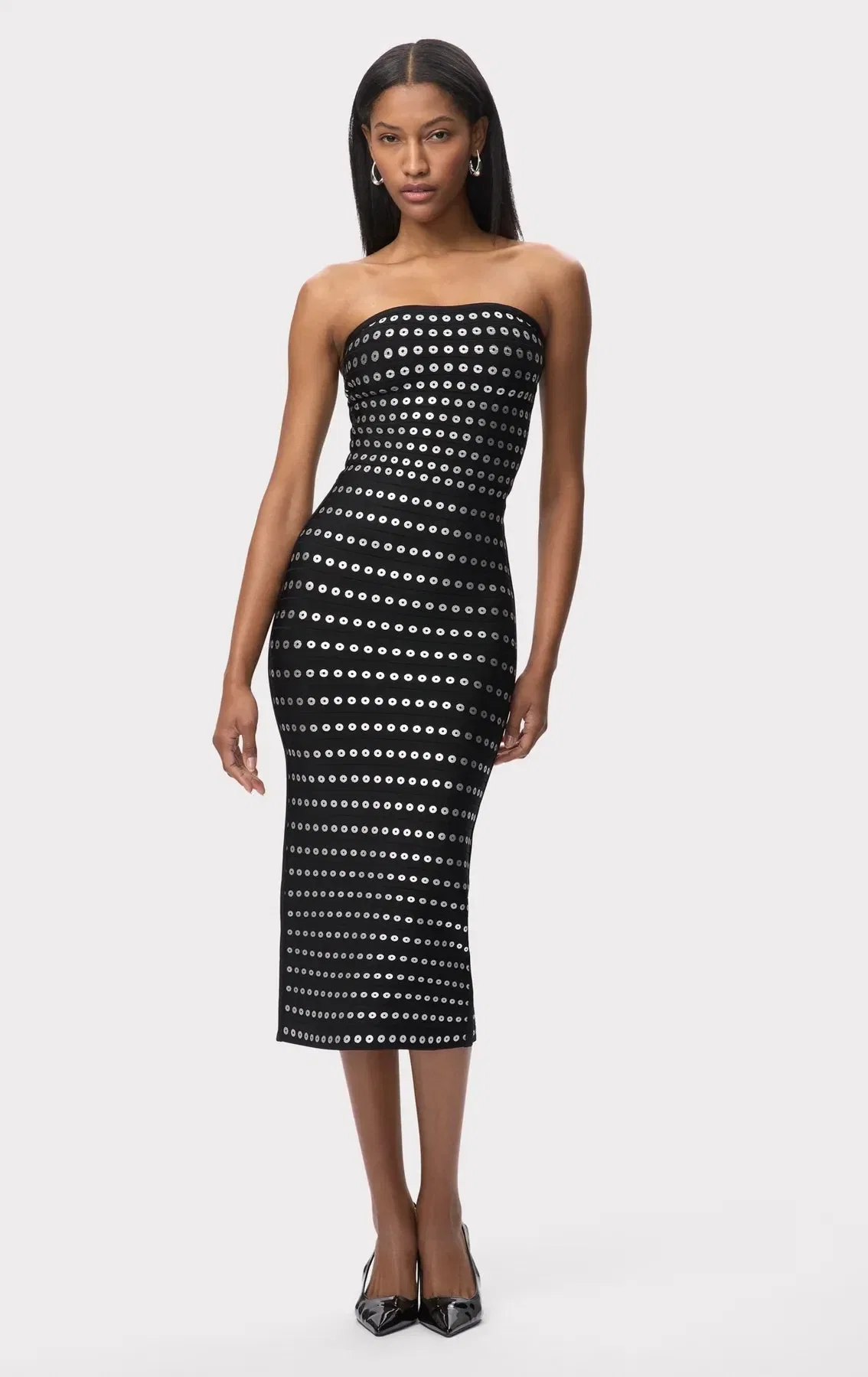 Hervé Léger Eira Bandage Knit Midi Dress in Black