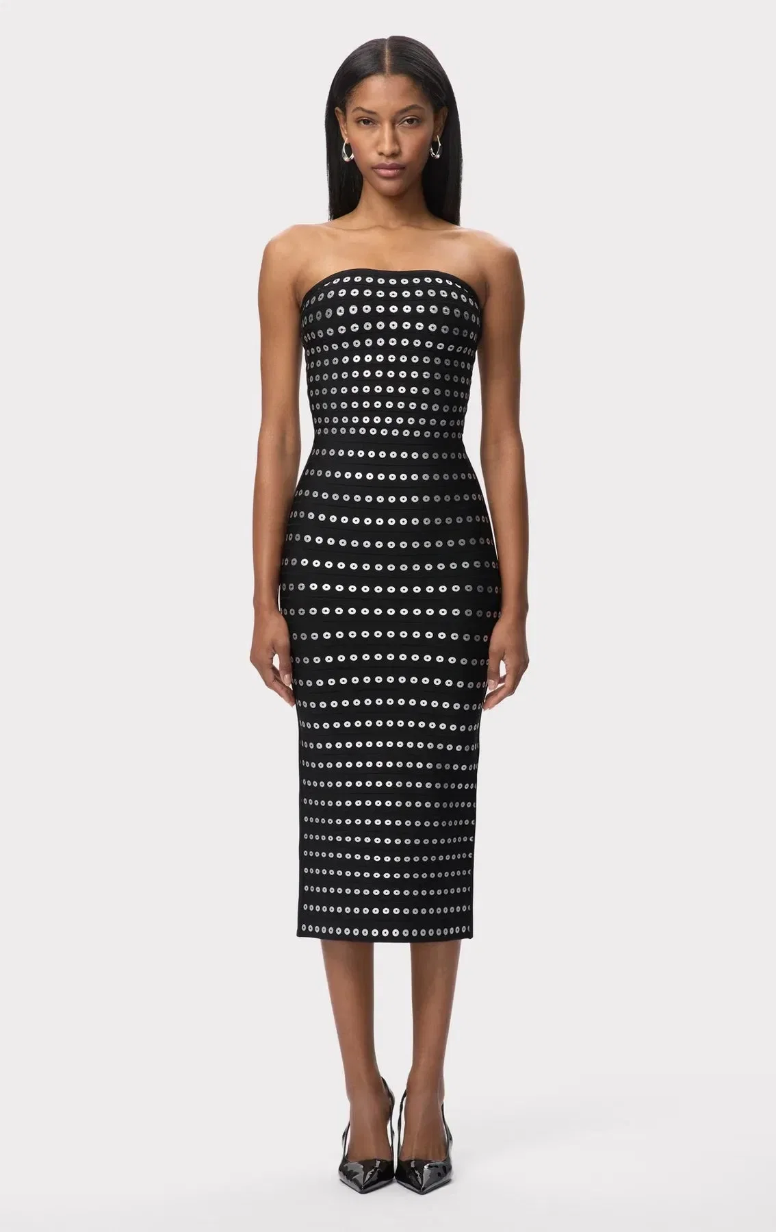 Hervé Léger Eira Bandage Knit Midi Dress in Black